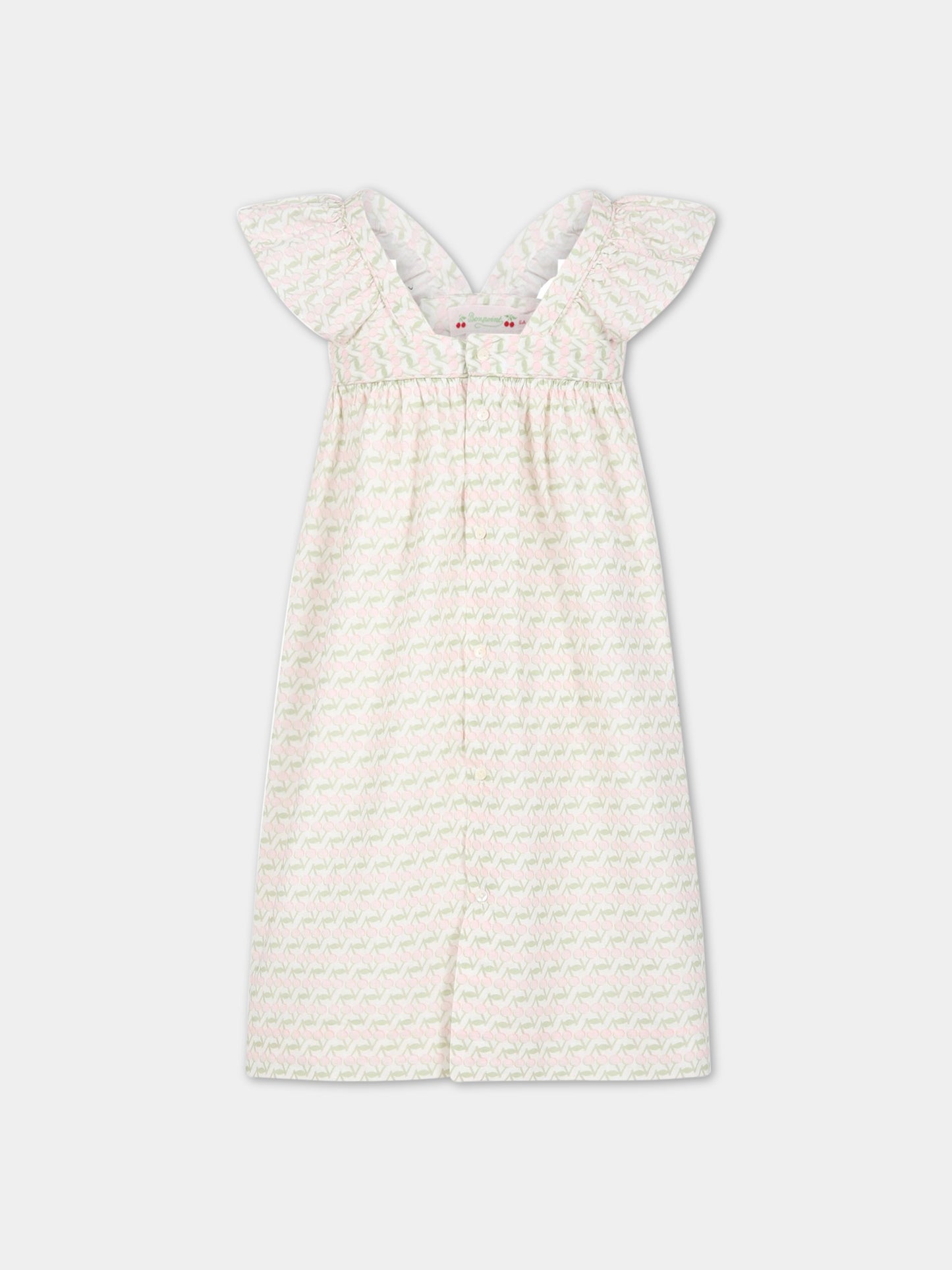 Vestito bianco per neonata con ciliegie,Bonpoint,S03GDRW00111 620