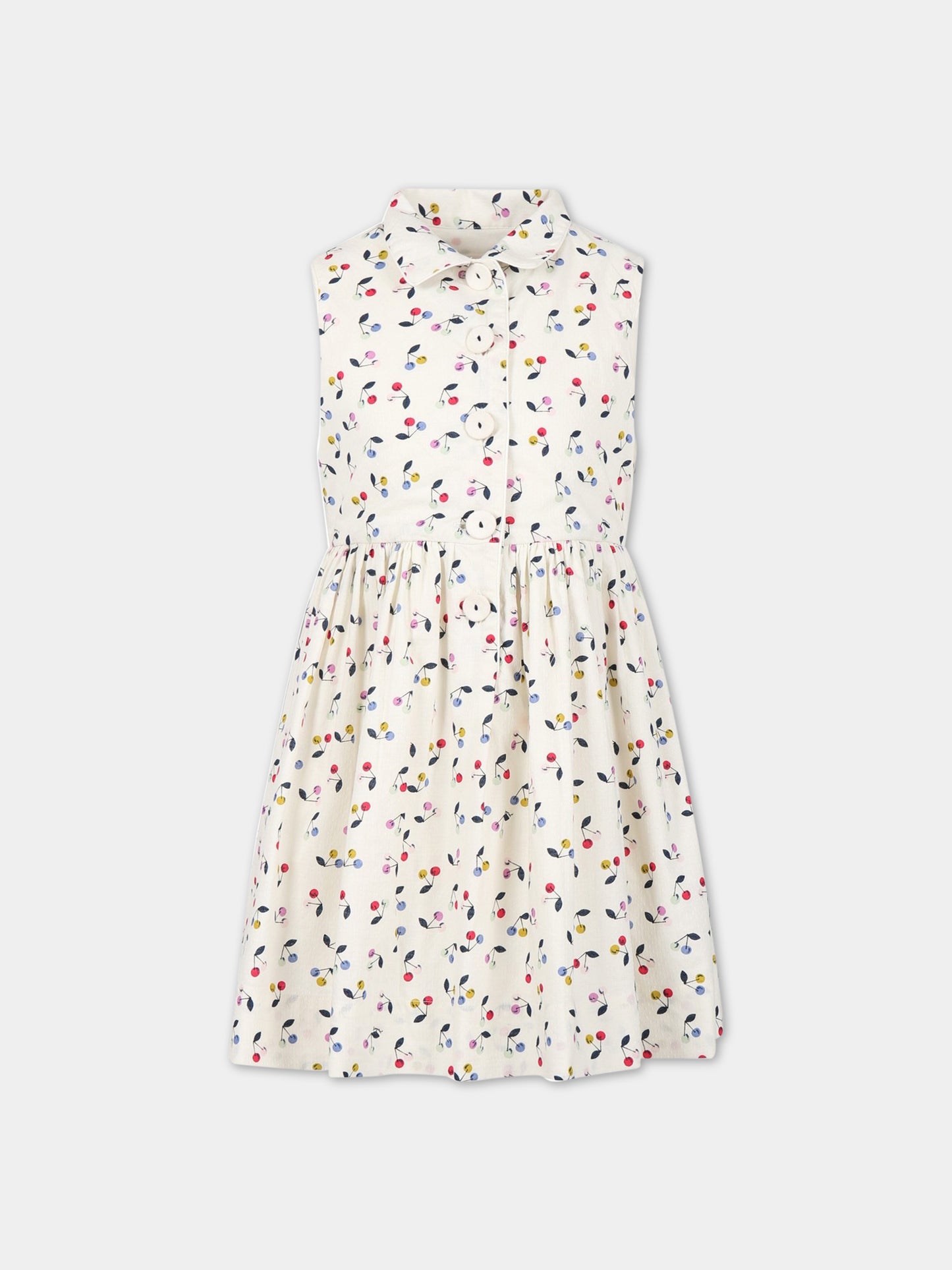 Vestito avorio per bambina con ciliegie,Bonpoint,S03GDRW00005 680