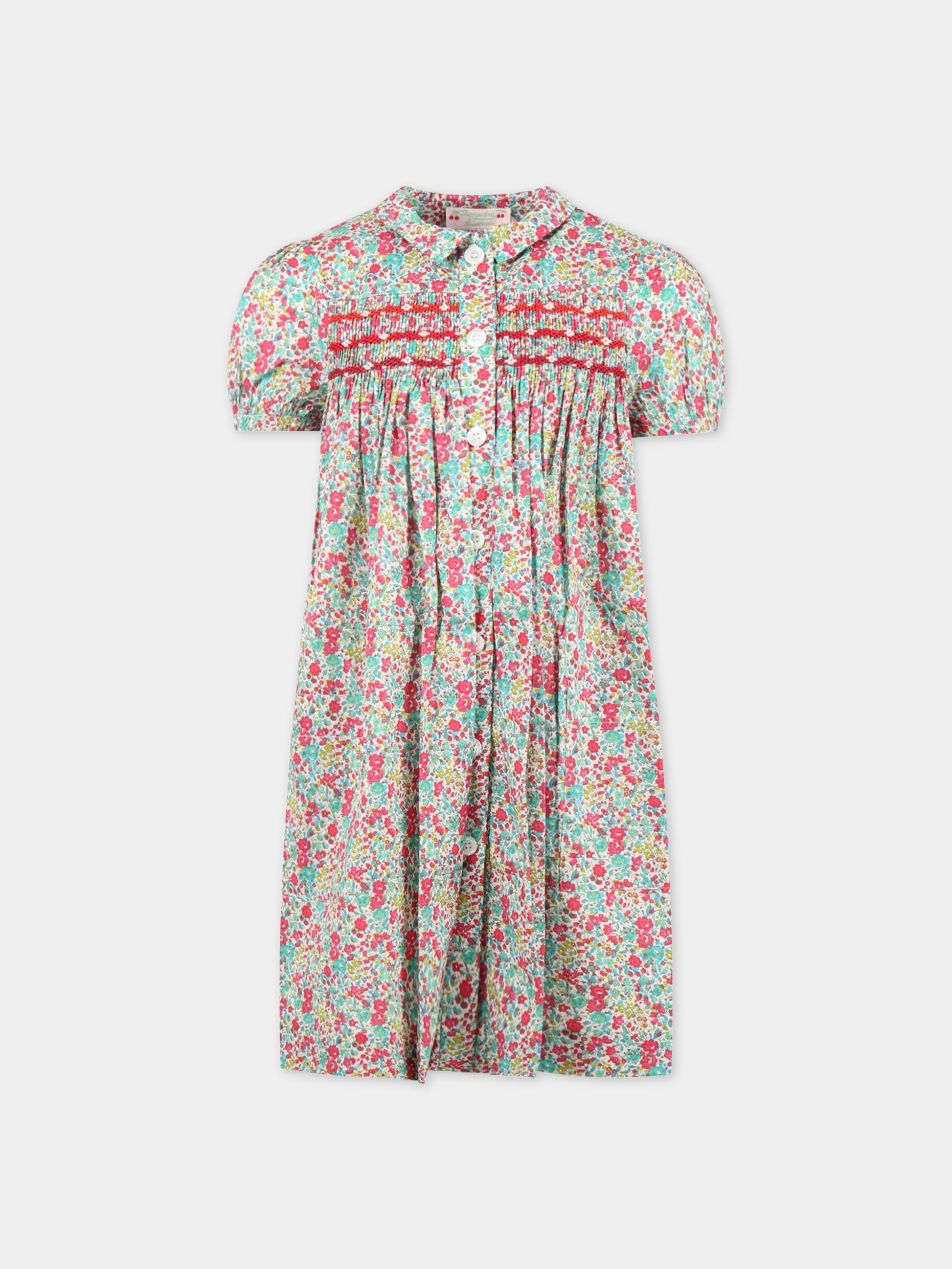 Vestito multicolor per bambina con stampa Liberty,Bonpoint,S03GDRW00106 544A