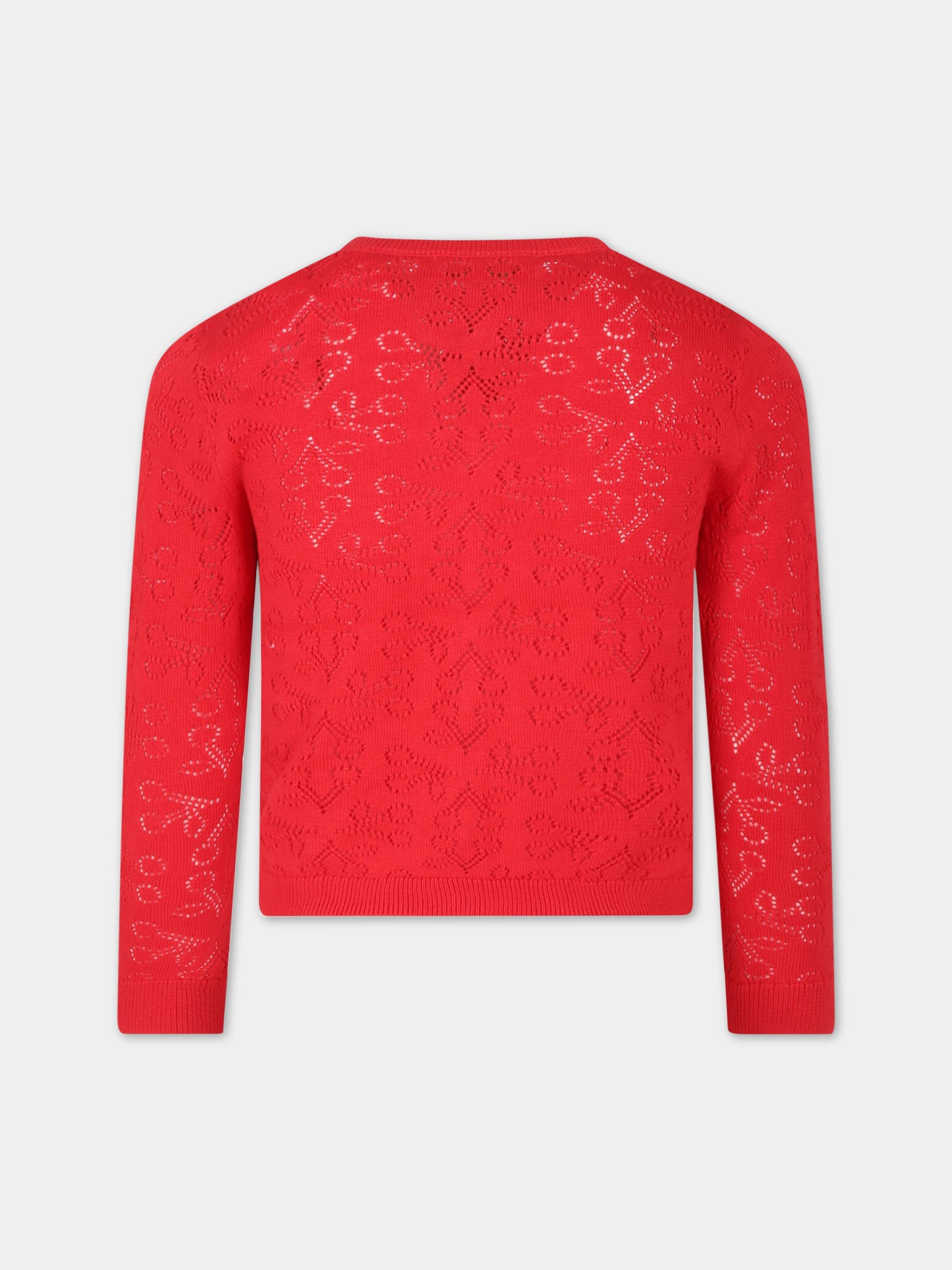 Cardigan rosso per bambina con iconiche ciliegie all-over,Bonpoint,S03GCAK00107 051