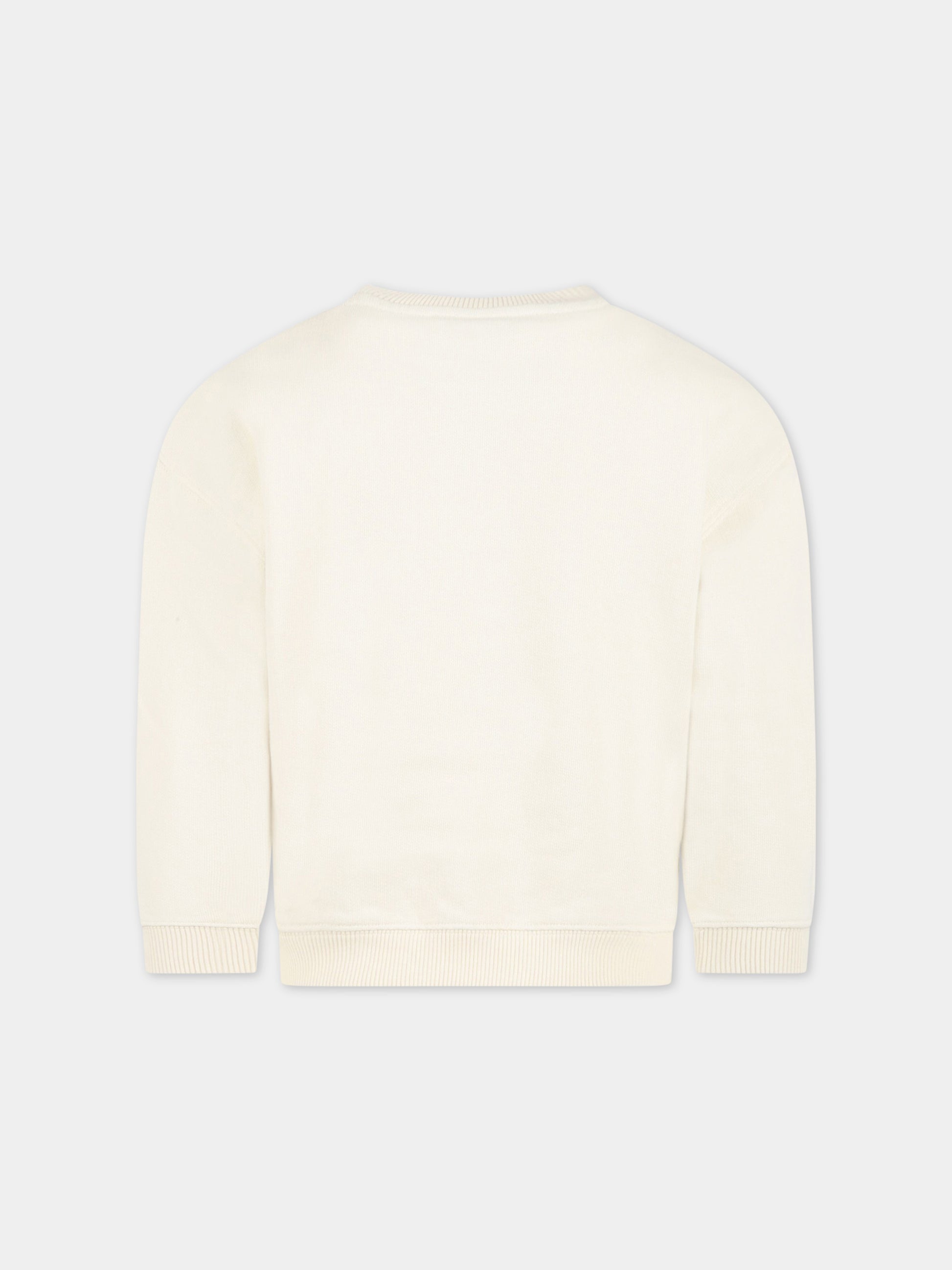 Felpa avorio per bambina con logo rosso ricamato,Bonpoint,S03GSWK00002 103A