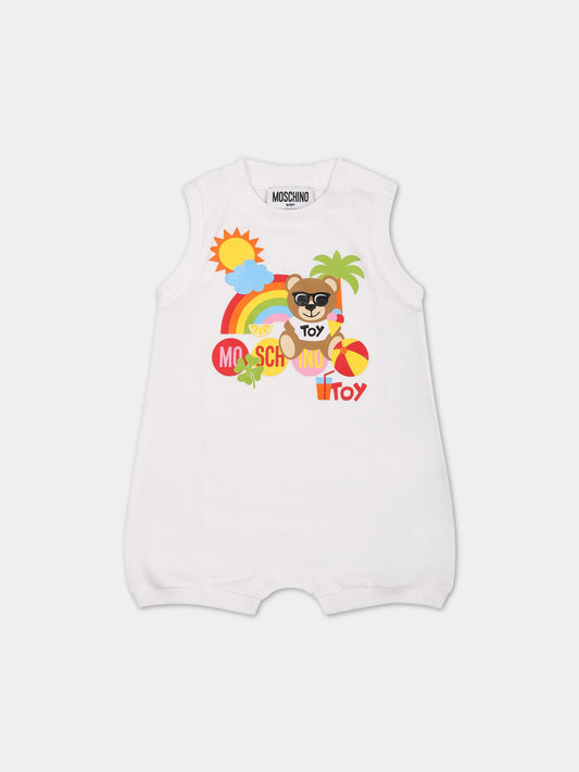 Pagliaccetto bianco per neonati con Teddy Bear,Moschino Kids,MMY043 LBA08 10101