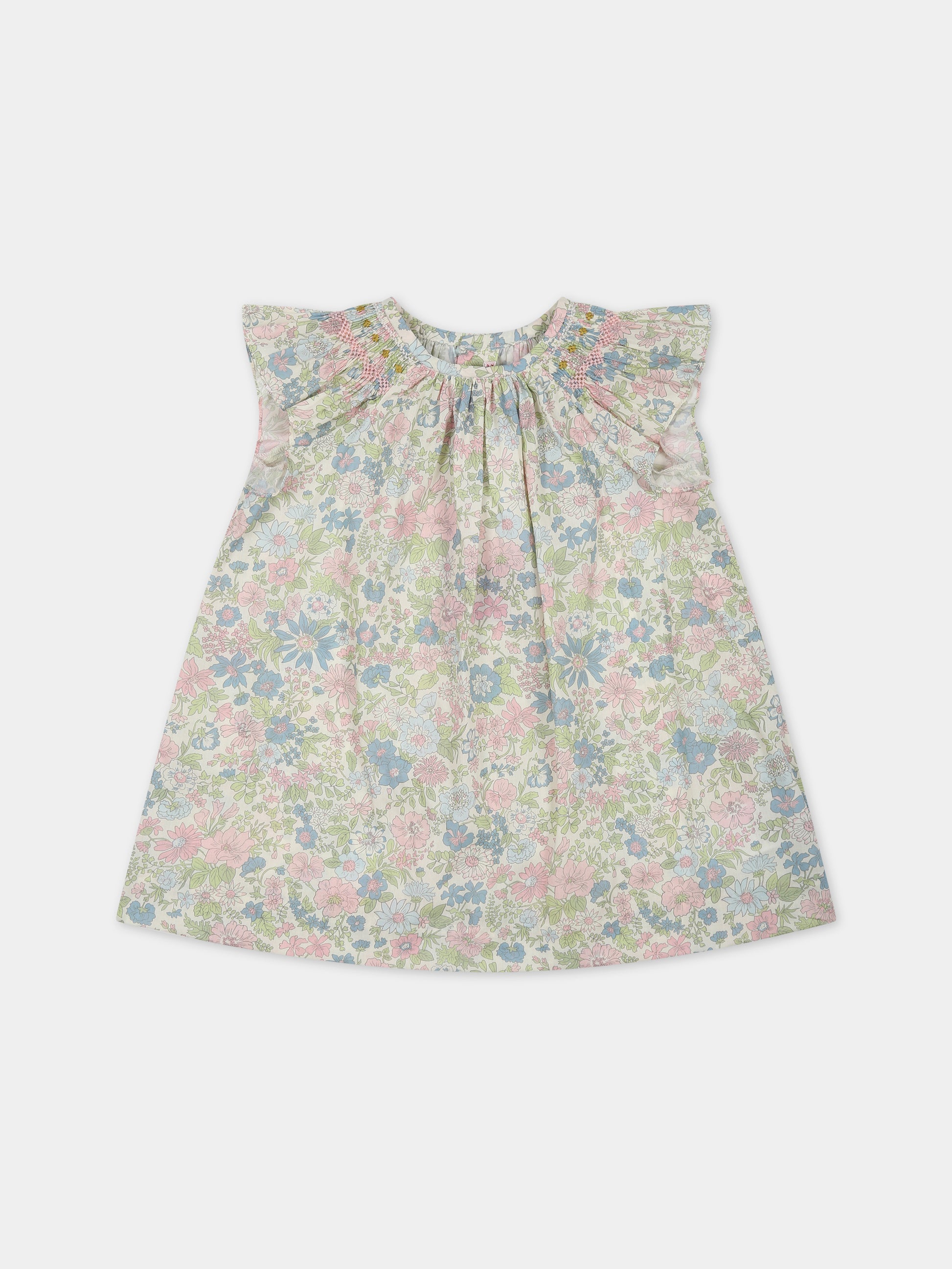 Vestito multicolor per neonata con stampa fiori,Bonpoint,S03XDRW00106 520