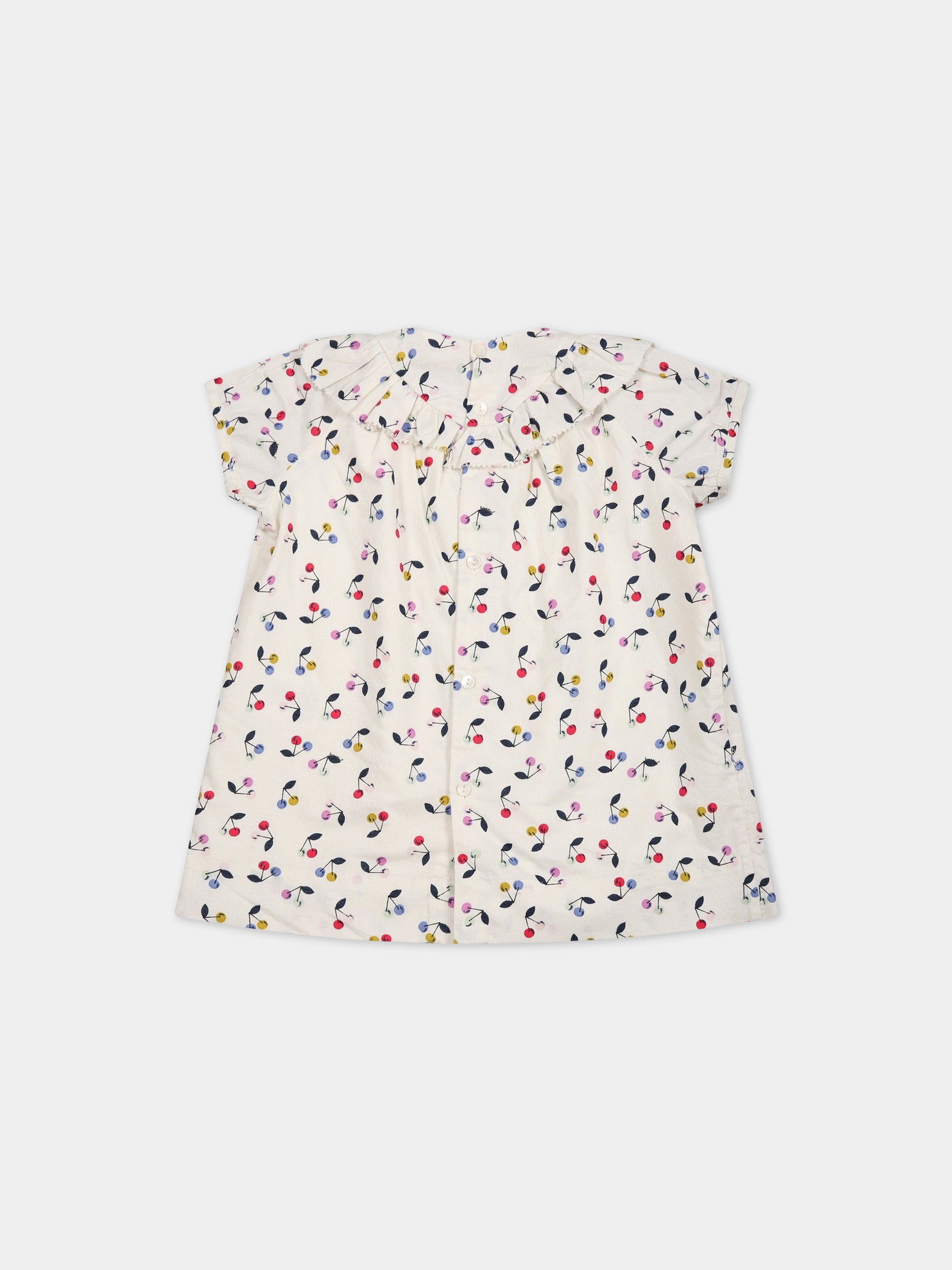 Vestiro avorio per neonata con ciliegie,Bonpoint,S03XDRW00111 680