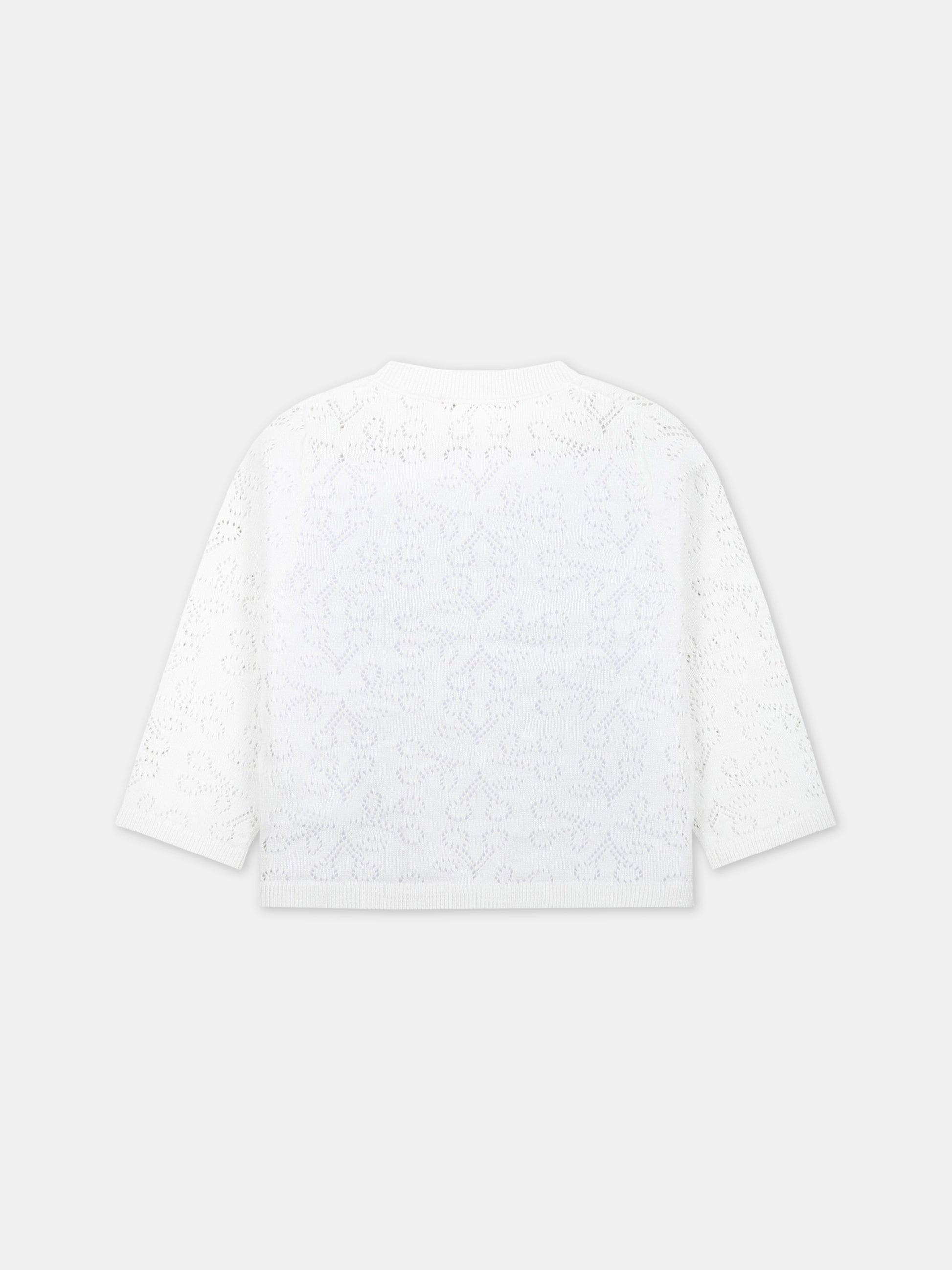 Cardigan avorio per neonata con iconiche ciliegie all-over,Bonpoint,S03XCAK00103 003