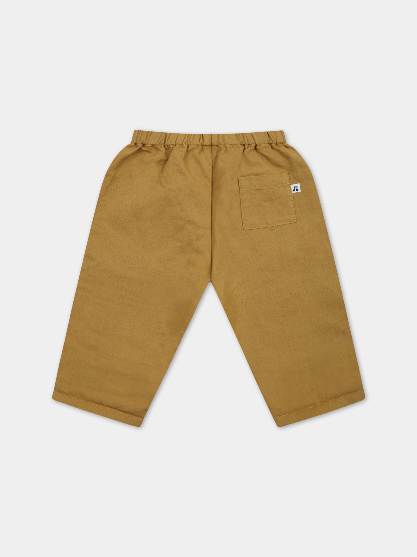 Pantaloni giallo-senape per neonato con logo iconico,Bonpoint,S03YPAW00002 038A