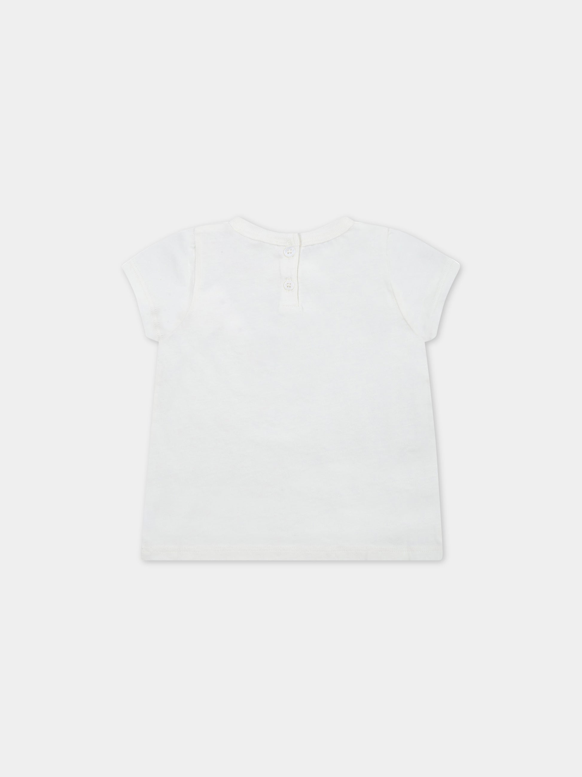 T-shirt bianca per bambina con panda e iconica ciliegia,Bonpoint,S03XTSK00002 102