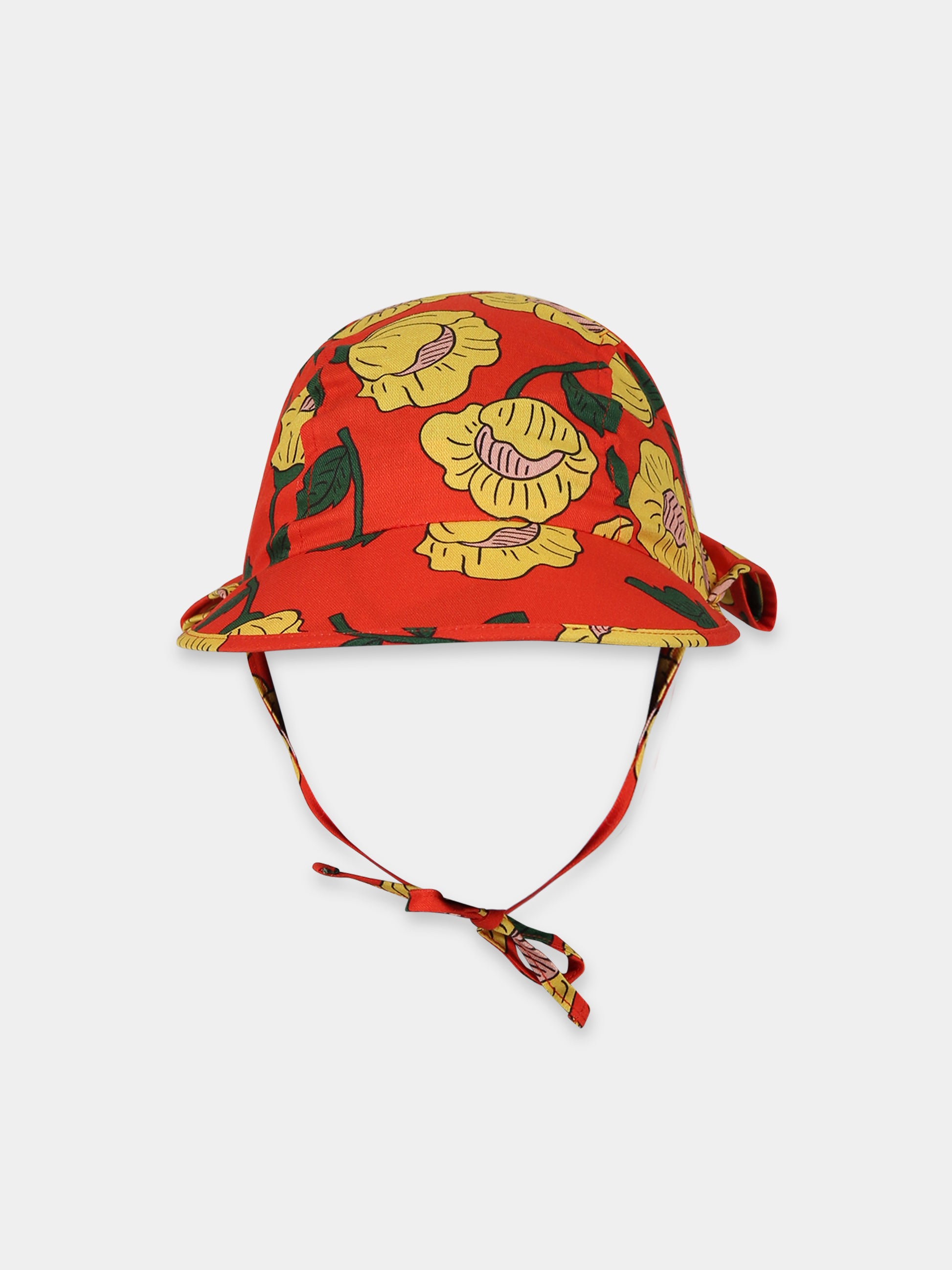 Cappello arancione per bambina con stampa e logo,Mini Rodini,2326510026