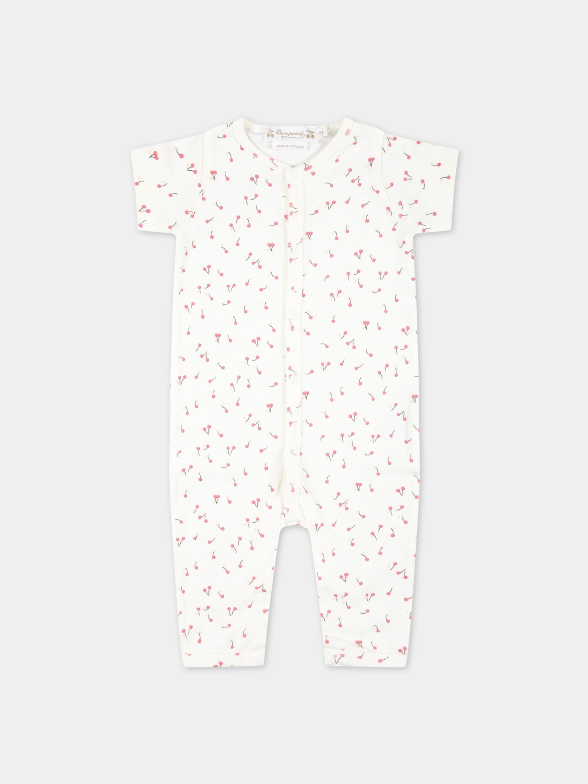 Tutina avorio per neonata con ciliegie,Bonpoint,S03XOVK00050 622C