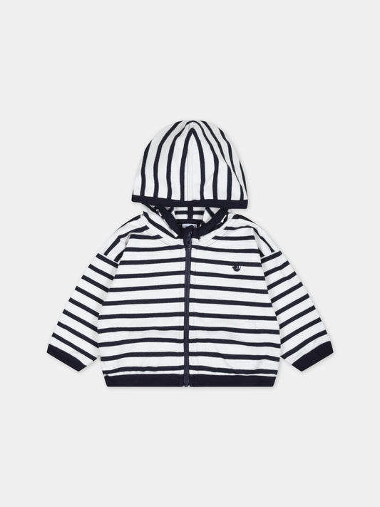Felpa multicolor per bambino con logo,Petit Bateau,A072S MARSHMALLOW/SMOKING