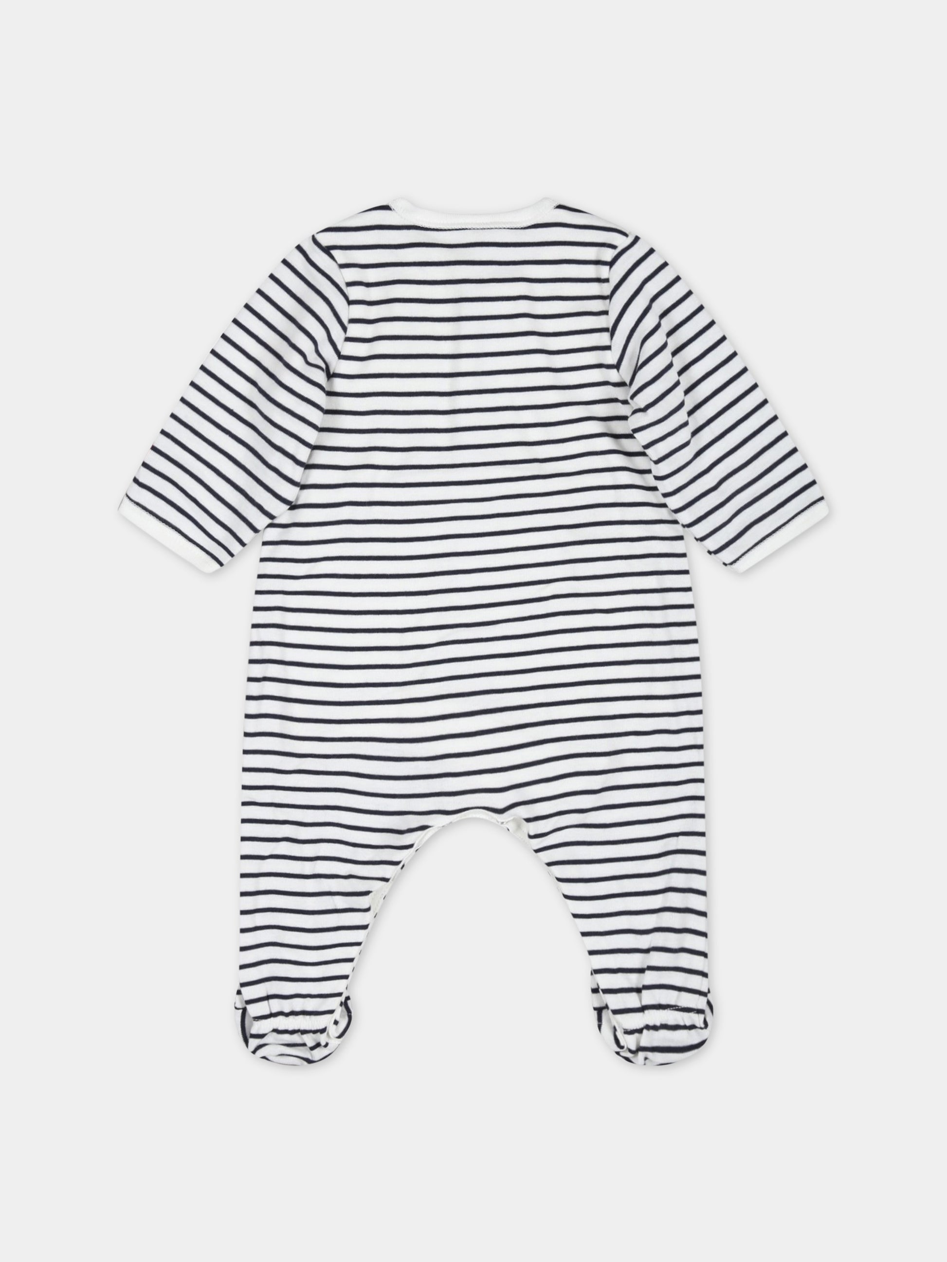 Tutina multicolor per neonato con patch logato,Petit Bateau,A06L0 MARSHMALLOW/SMOKING