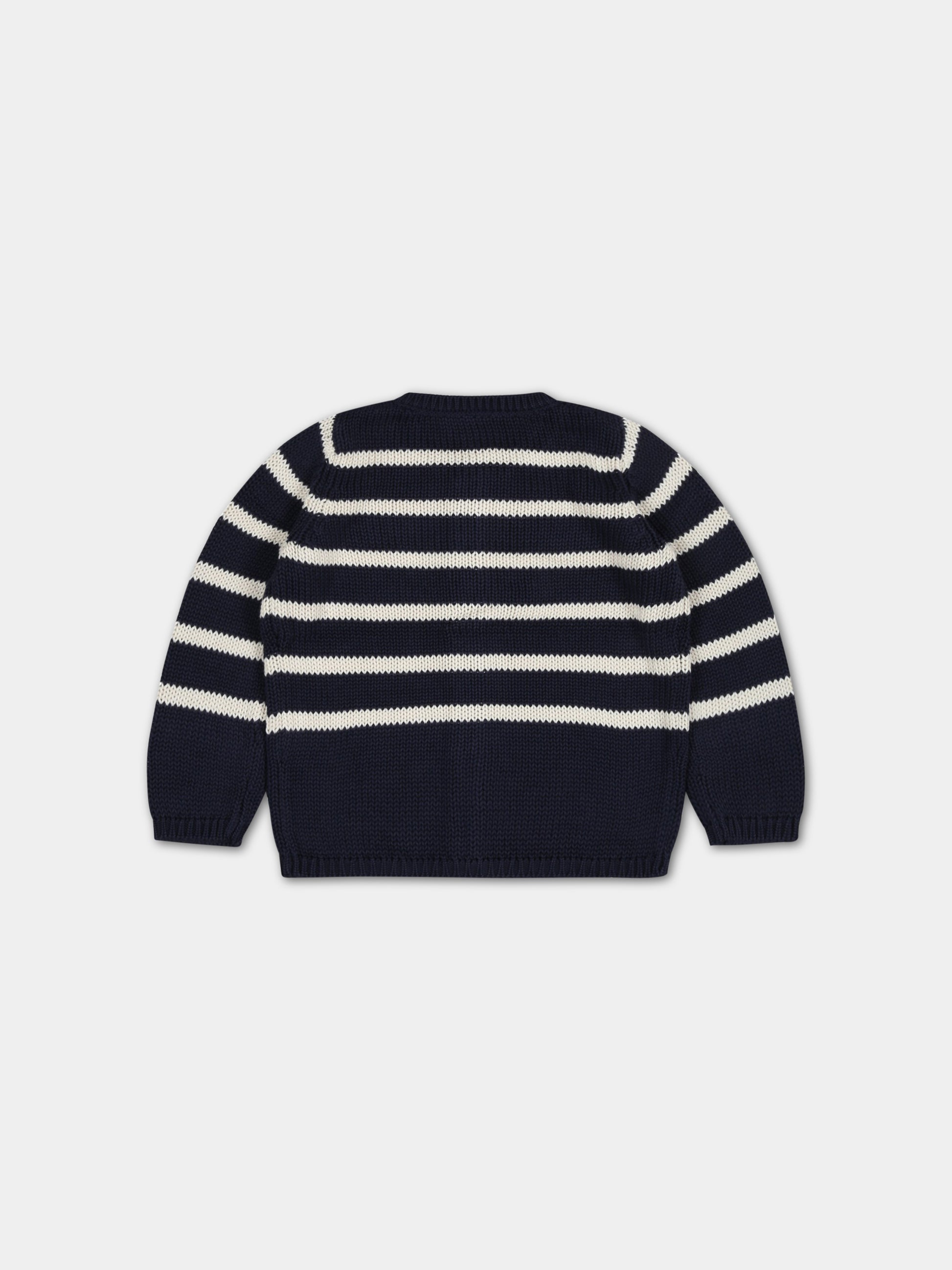 Maglione blu per neonato,Petit Bateau,A07PW SMOKING/AVALANCHE