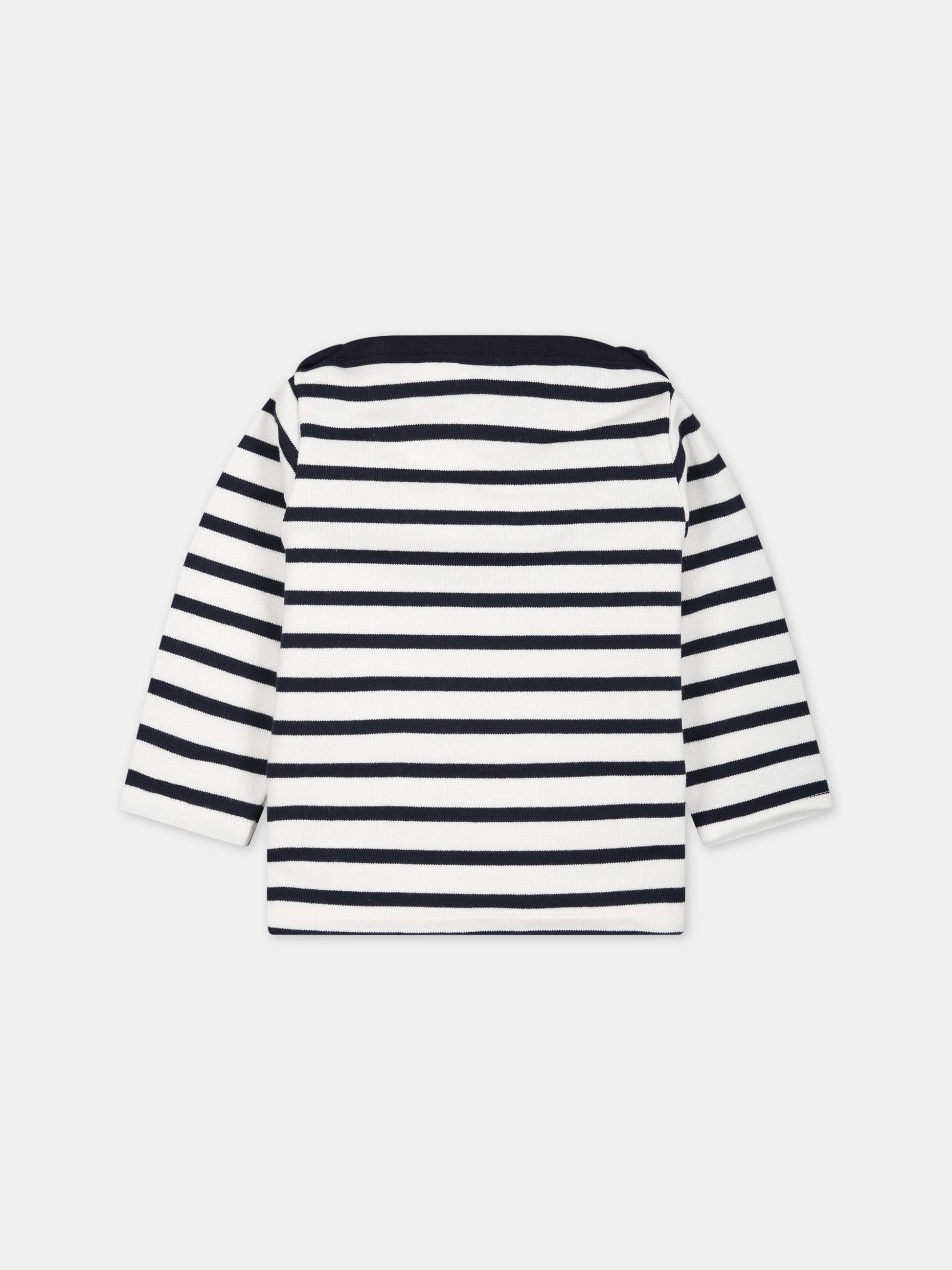 T-shirt multicolor per neonati con patch logo,Petit Bateau,A01ST MARSHMALLOW/SMOKING