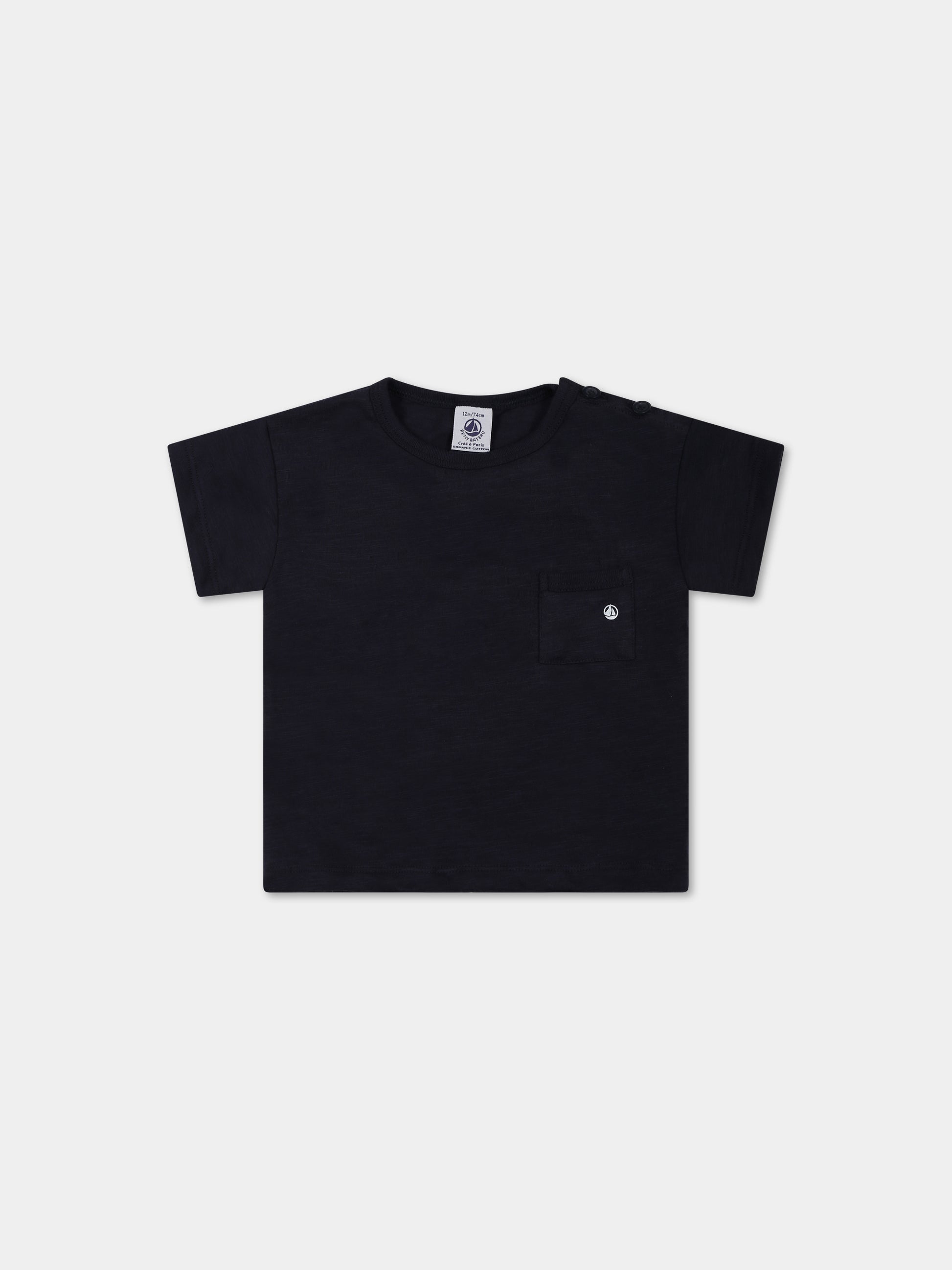 T-shirt blu per neonato con logo,Petit Bateau,A07BA SMOKING