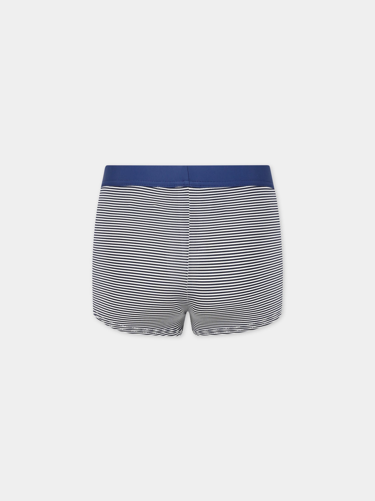Boxer blu da mare per bambino con iconico logo,Petit Bateau,A03ID MEDIEVAL/MARSHMALLOW