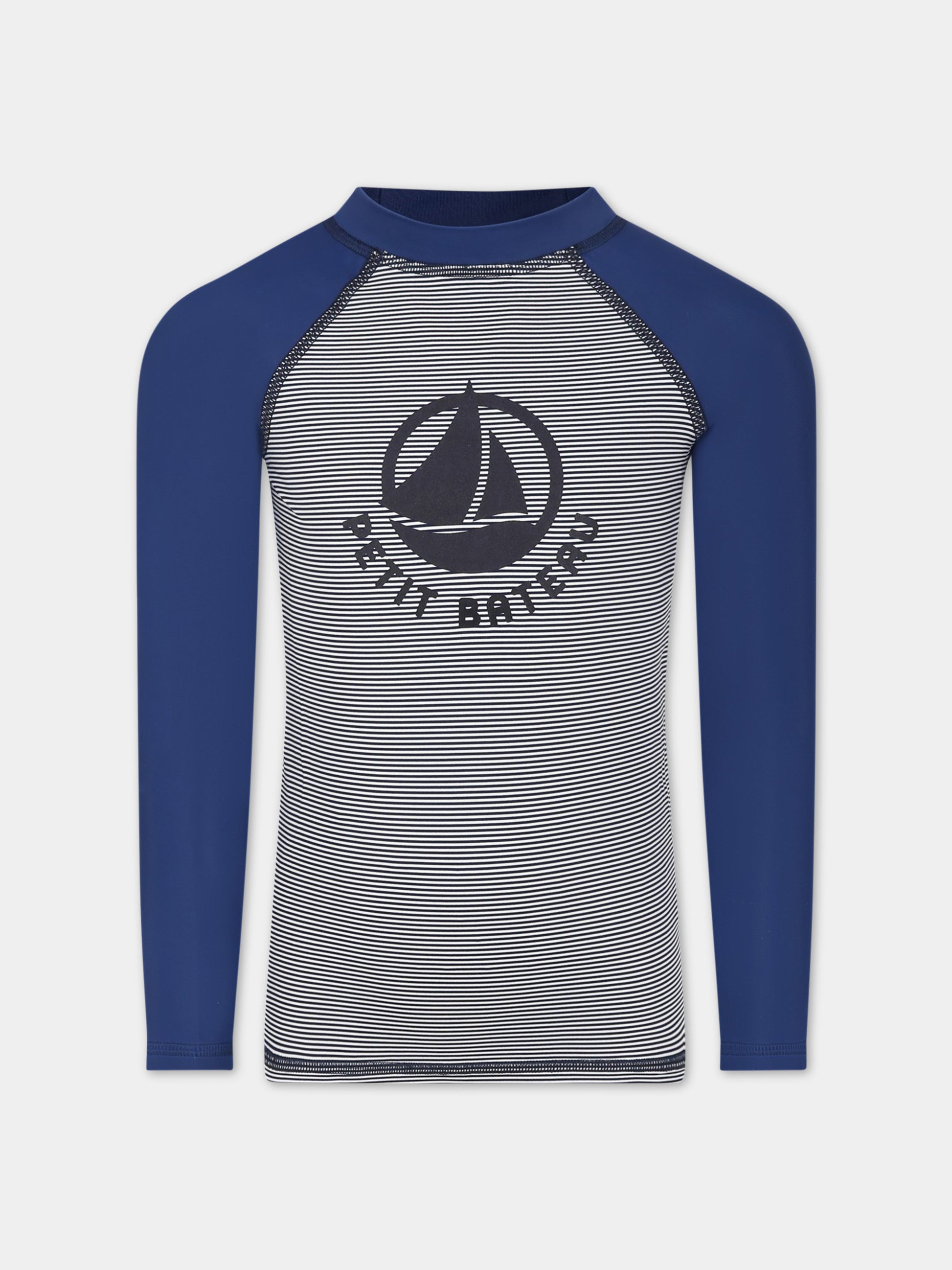 T-shirt multicolor per bambino con logo,Petit Bateau,A06Q0 MEDIEVAL/MARSHMALLOW