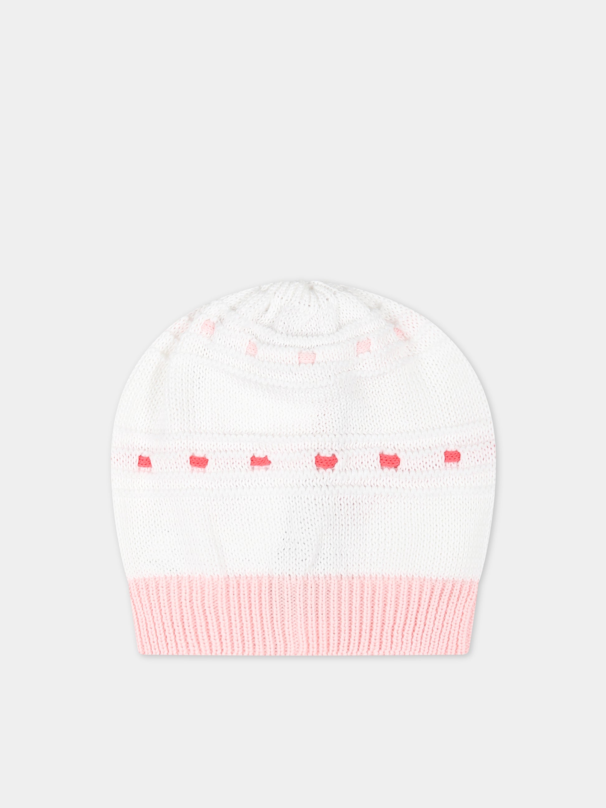 Cappello bianco per neonata con dettagli multicolor,Scaldacuore,FA14 ROSA