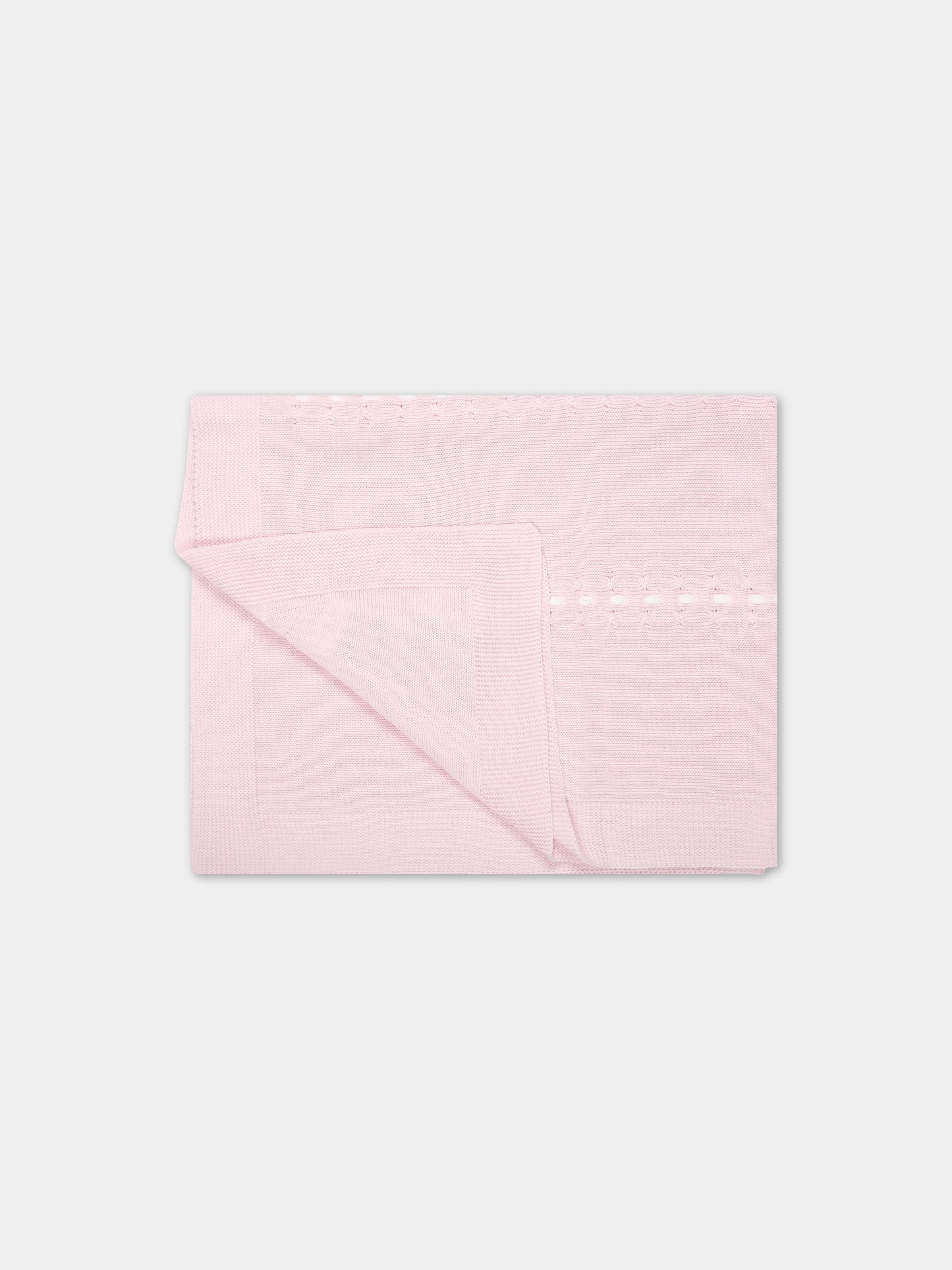 Coperta rosa per neonata con dettagli bianchi,Scaldacuore,TR16 ROSA