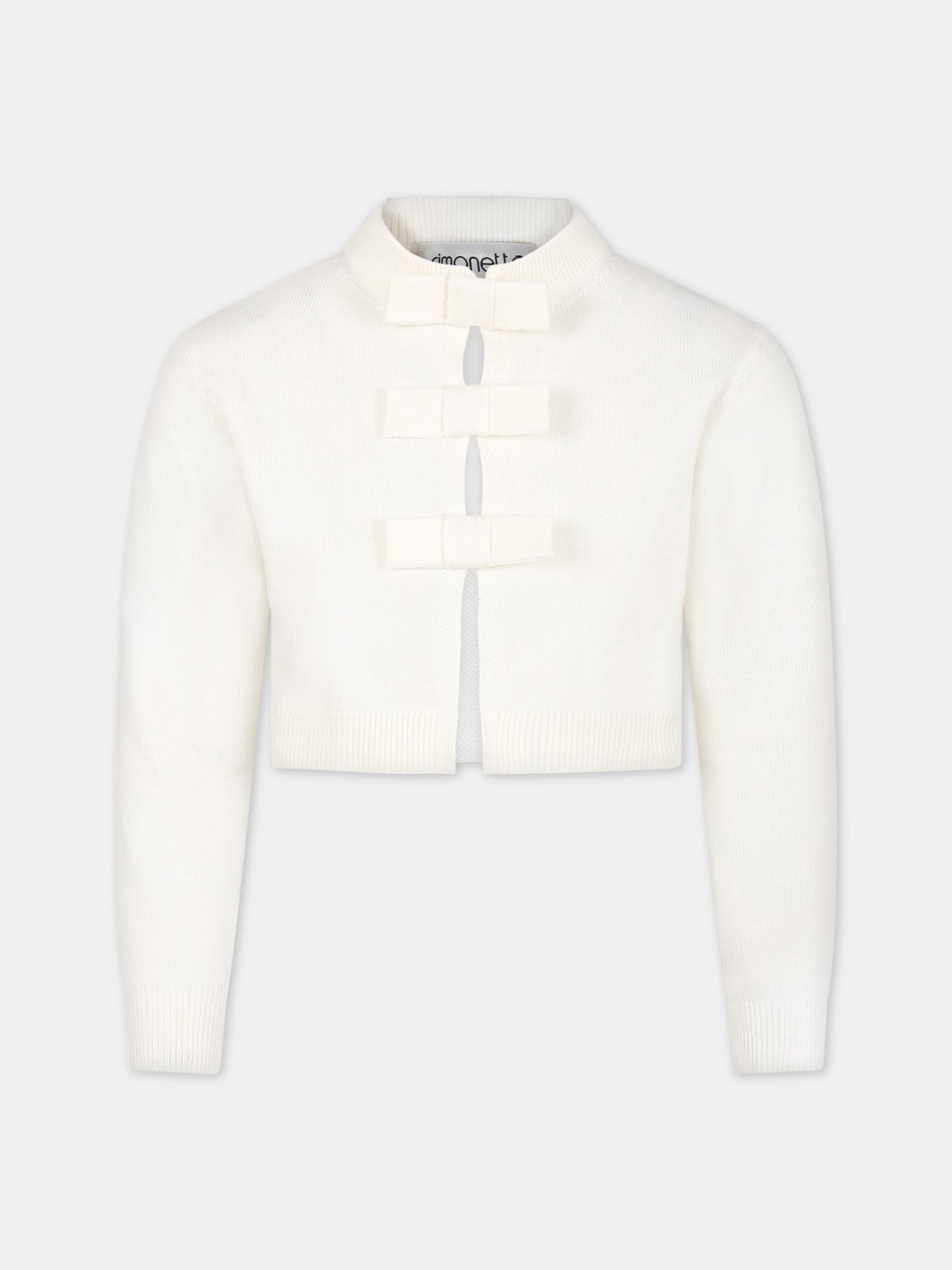 Cardigan bianco per bambina con fiocchi,Simonetta,SS9A80 X0003 101