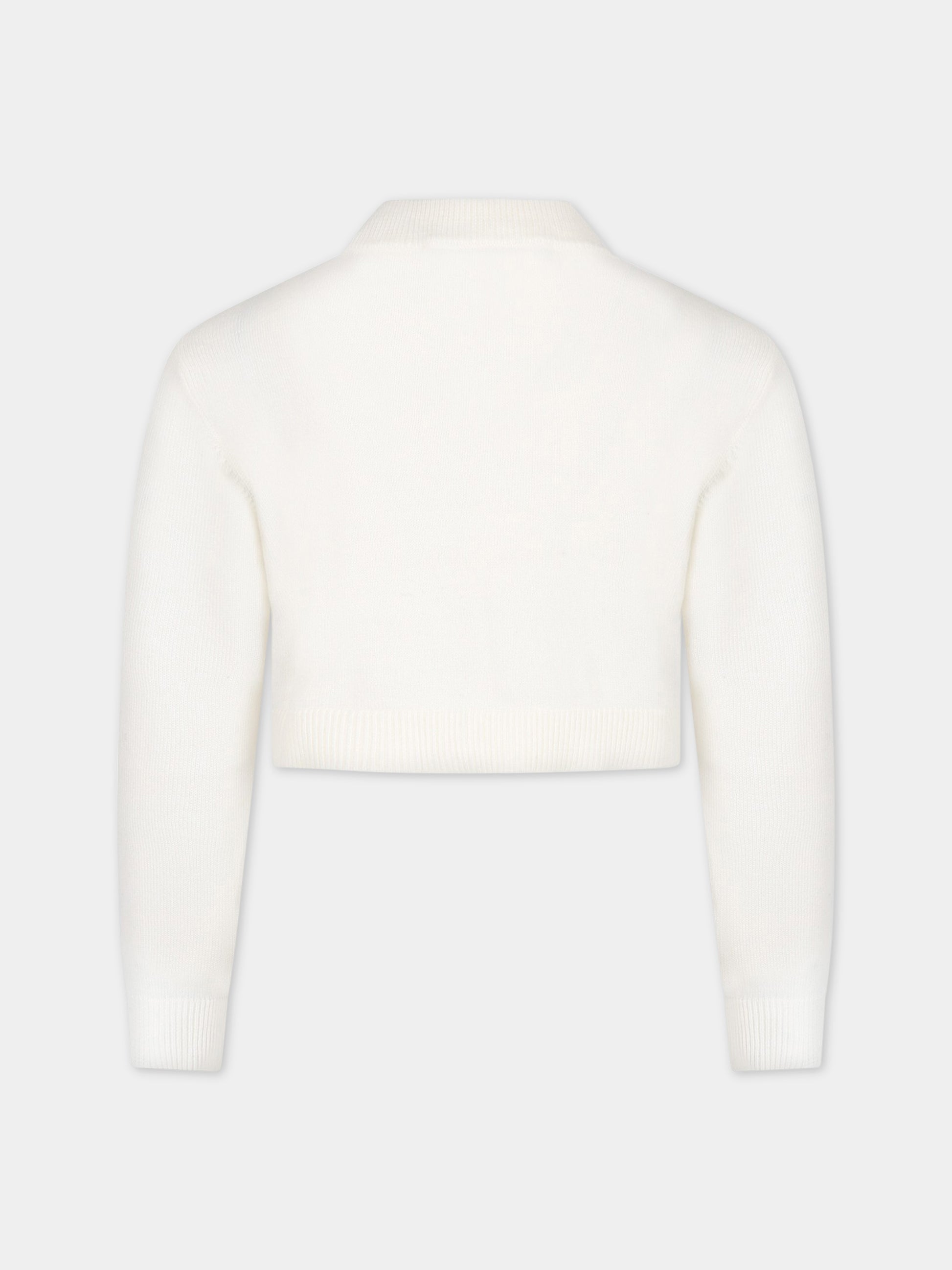 Cardigan bianco per bambina con fiocchi,Simonetta,SS9A80 X0003 101