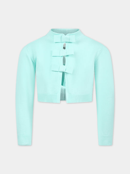 Cardigan verde per bambina con fiocchi,Simonetta,SS9A80 X0003 630