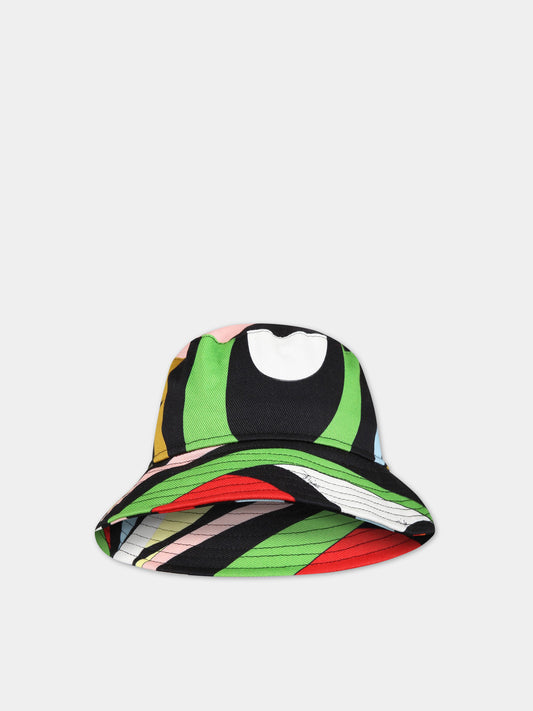 Cloche multicolor per bambina con stampa e logo,Emilio Pucci Junior,PS0C37 G0106 930MC