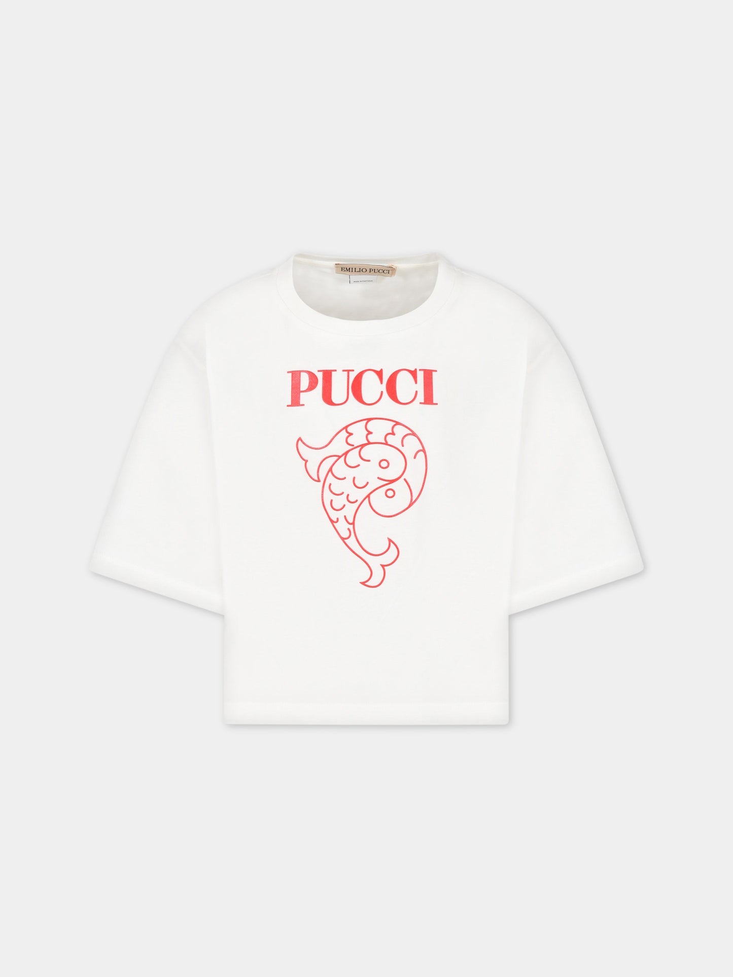 T-shirt bianca per bambina con logo,Emilio Pucci Junior,PS8B41 J0177 101RO