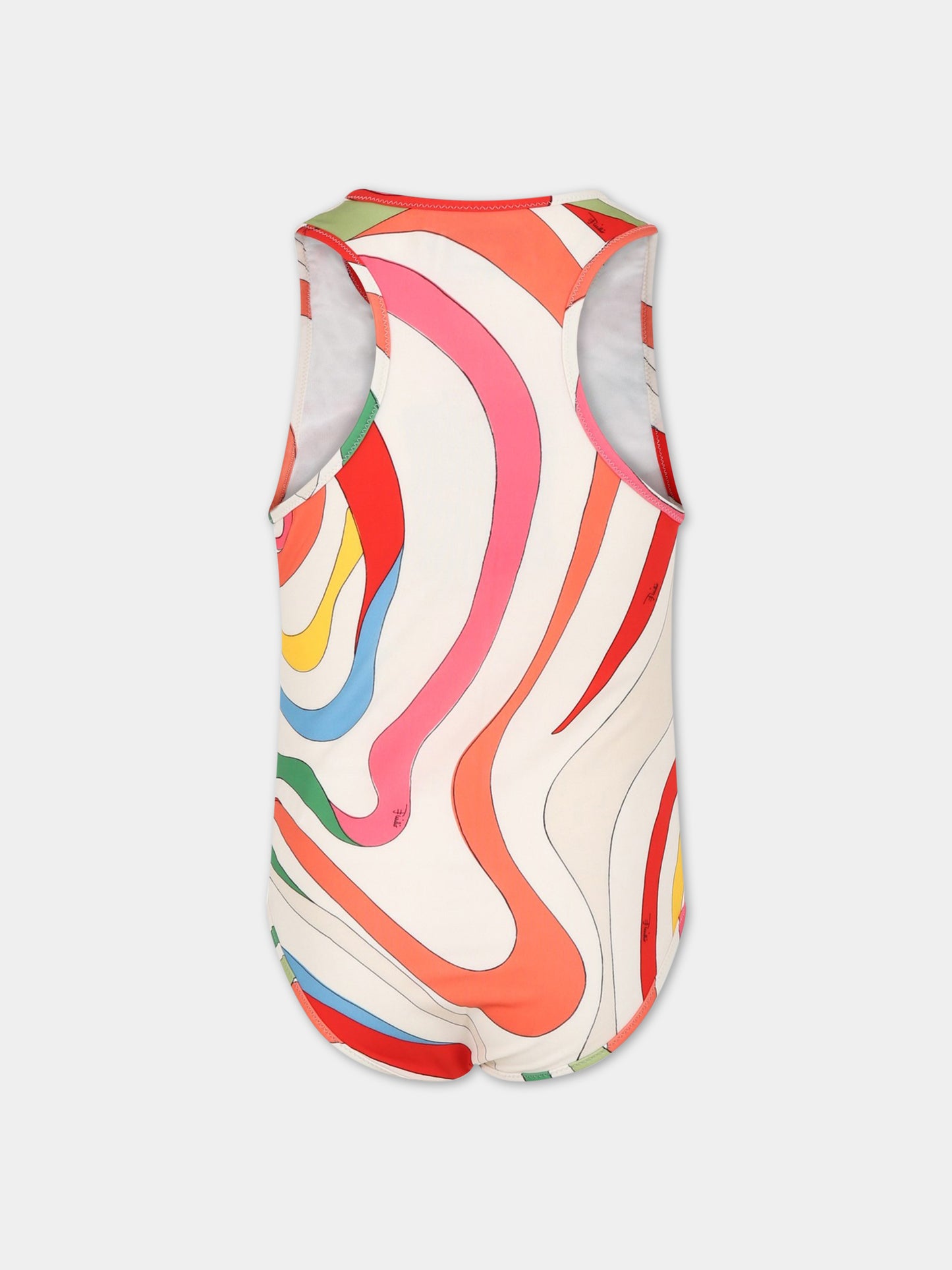 Costume multicolor per bambina con stampa e logo,Emilio Pucci Junior,PSCA29 J0272 999