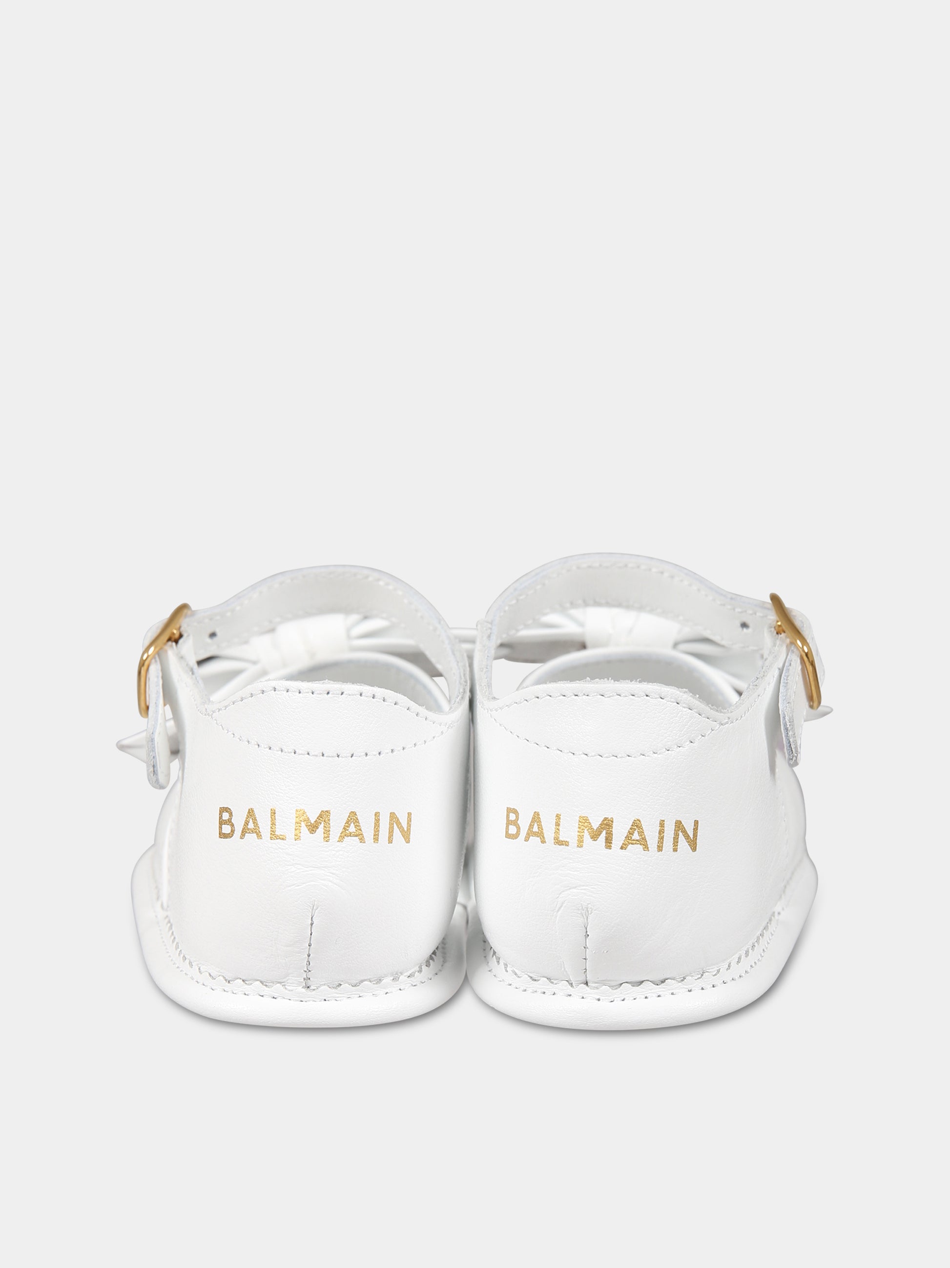 Sandali bianco per neonata con logo,Balmain Kids,BS0016 Y0051 100