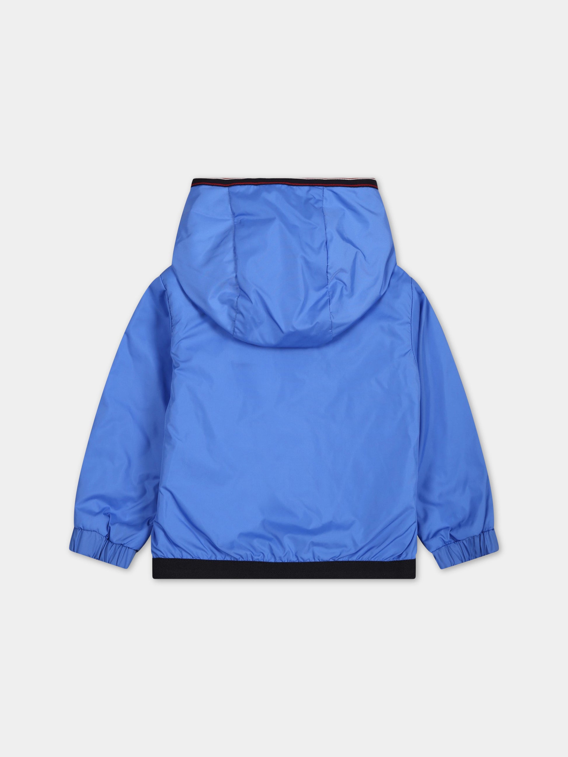 Giacca azzurra per neonato con logo,Moncler Kids,951 1A00038 68352 730