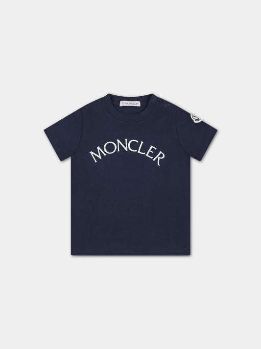 T-shirt blu per neonato con logo,Moncler Kids,951 8C00022 8790N 744