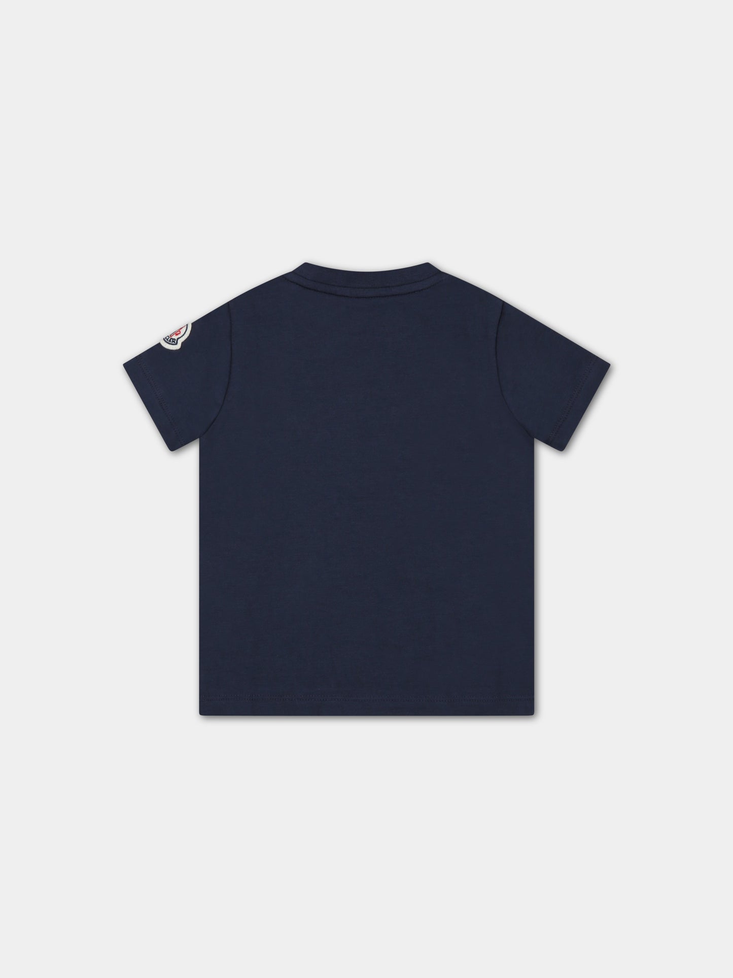 T-shirt blu per neonato con logo,Moncler Kids,951 8C00022 8790N 744