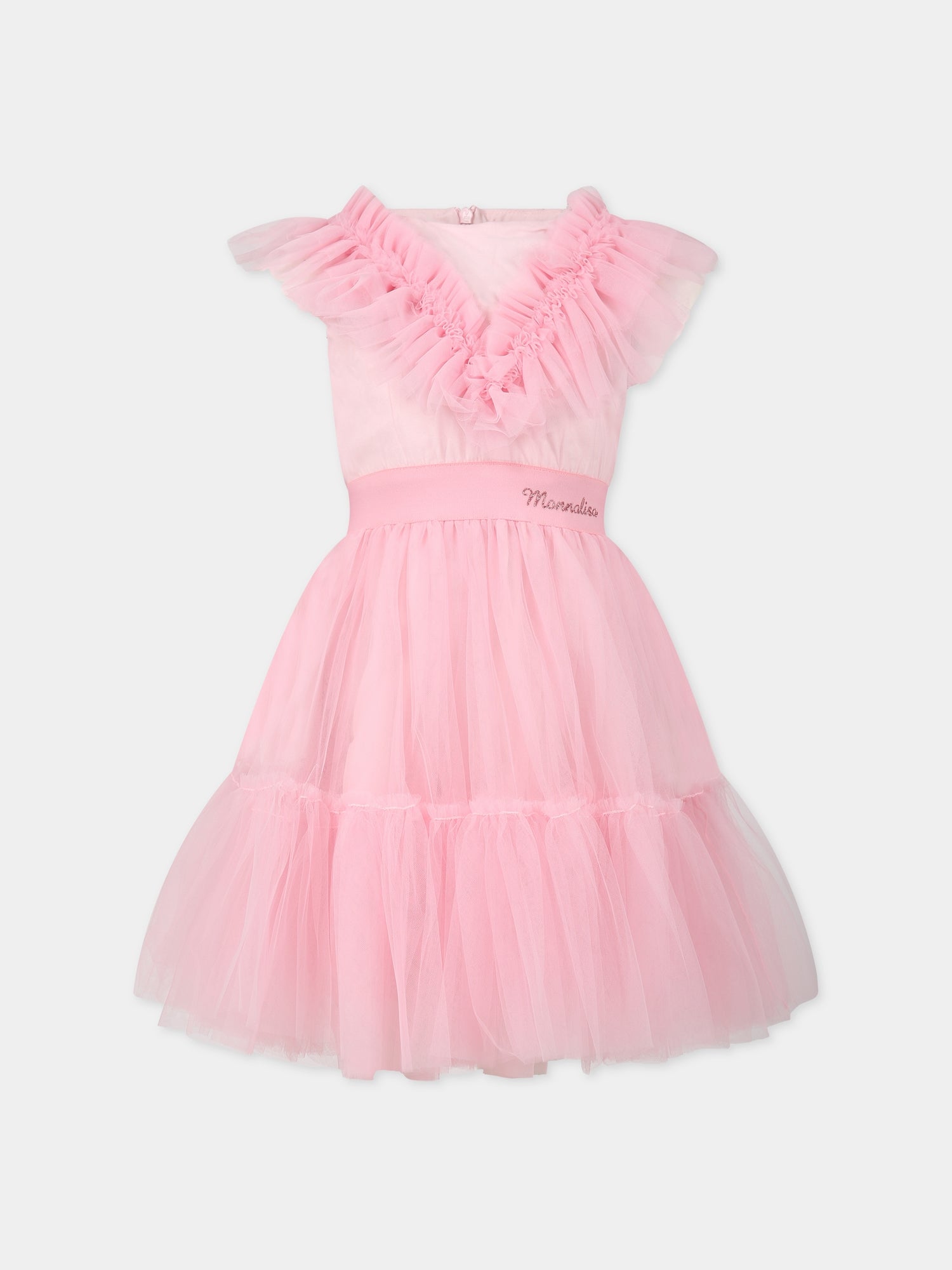 Vestito rosa per bambina con logo,Monnalisa,17A904 T9945 0090