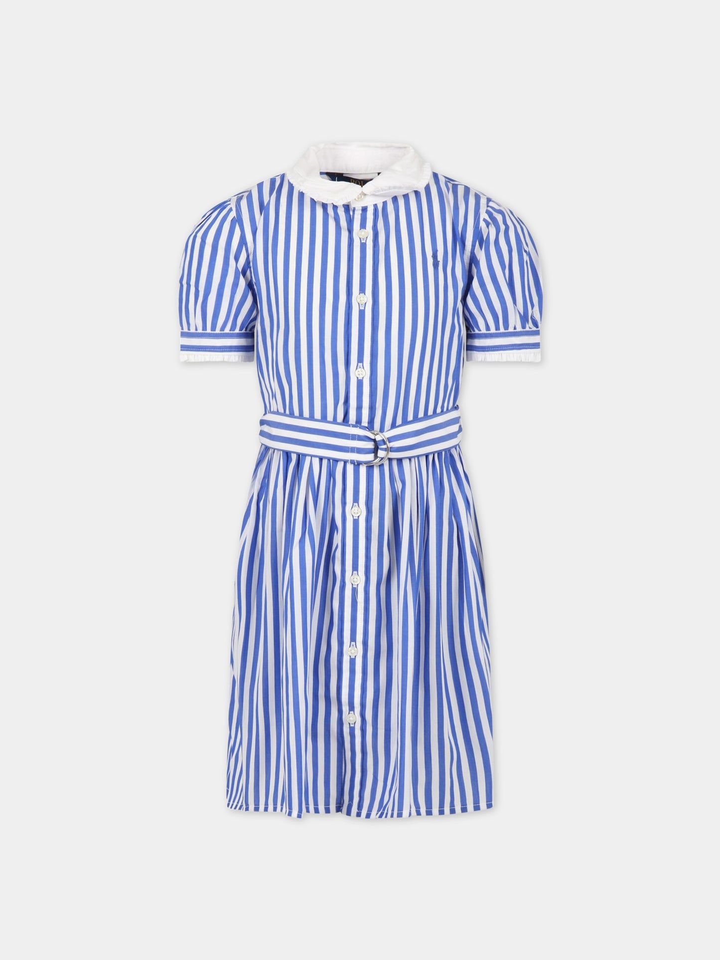 Vestito multicolor per bambina con cavallino blu,Ralph Lauren Kids,901576002 105B