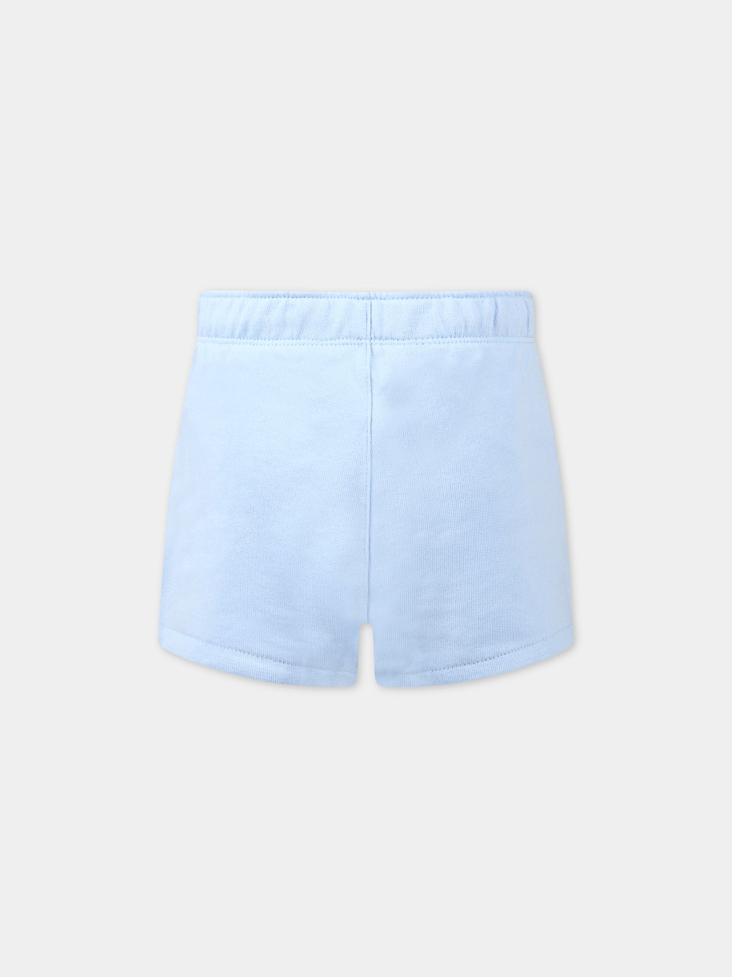 Shorts celeste per bambina con logo e iconico cavallino,Ralph Lauren Kids,903864001