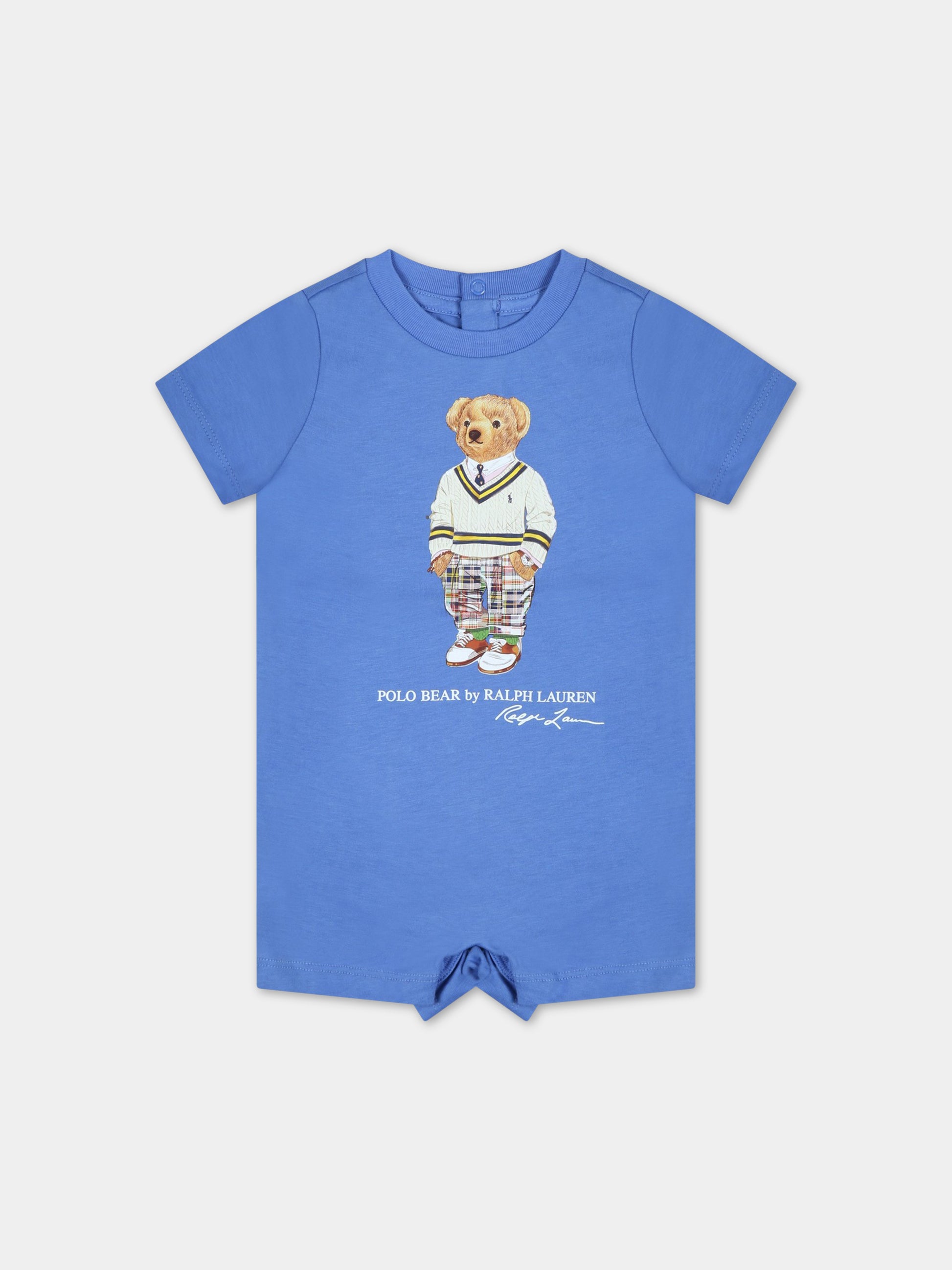 Pagliaccetto azzurro per neonato con orso,Ralph Lauren Kids,865749002