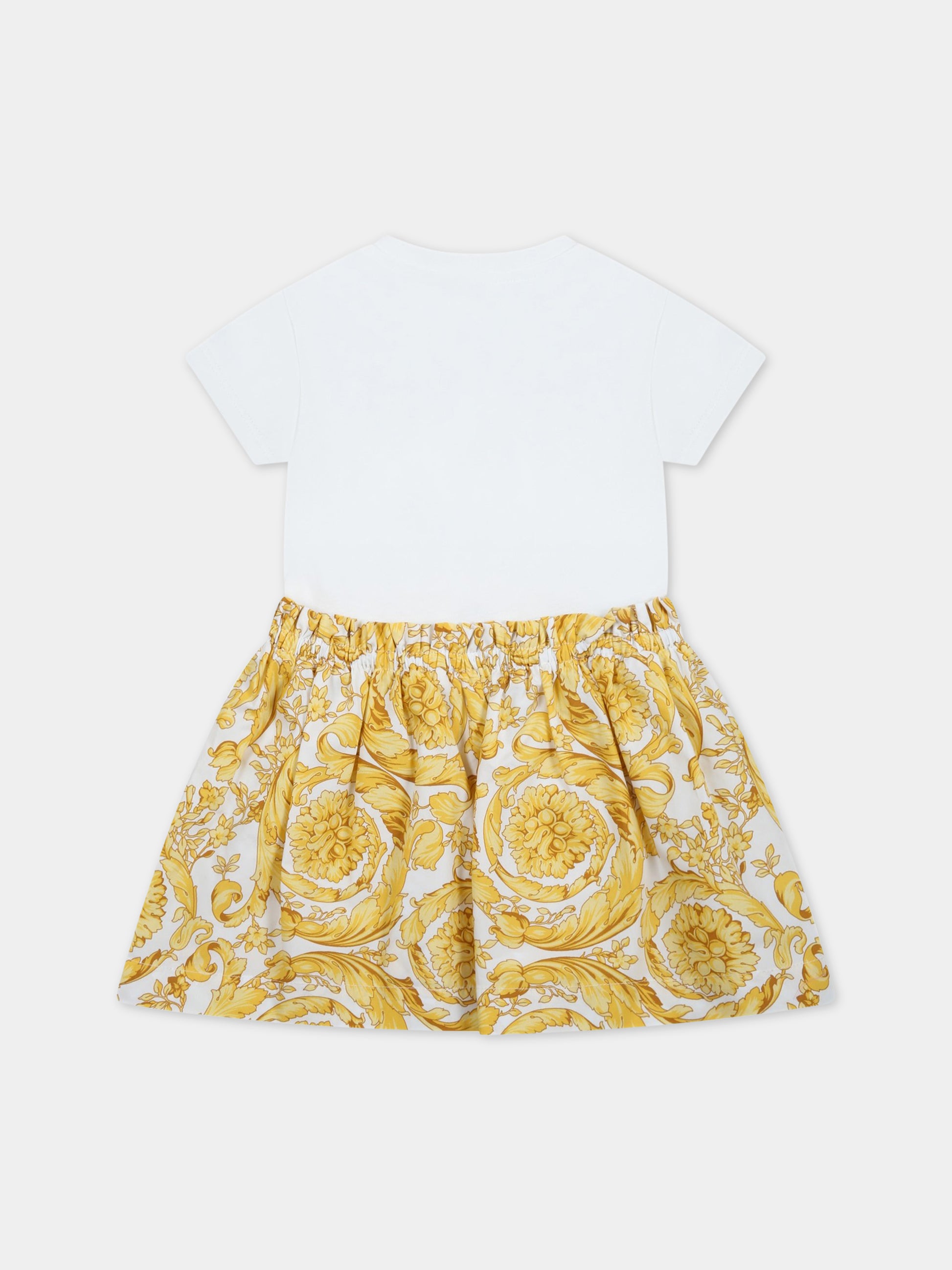 Vestito multicolor per bambina con stampa barocco e logo,Versace,1000354 1A04782 6W090