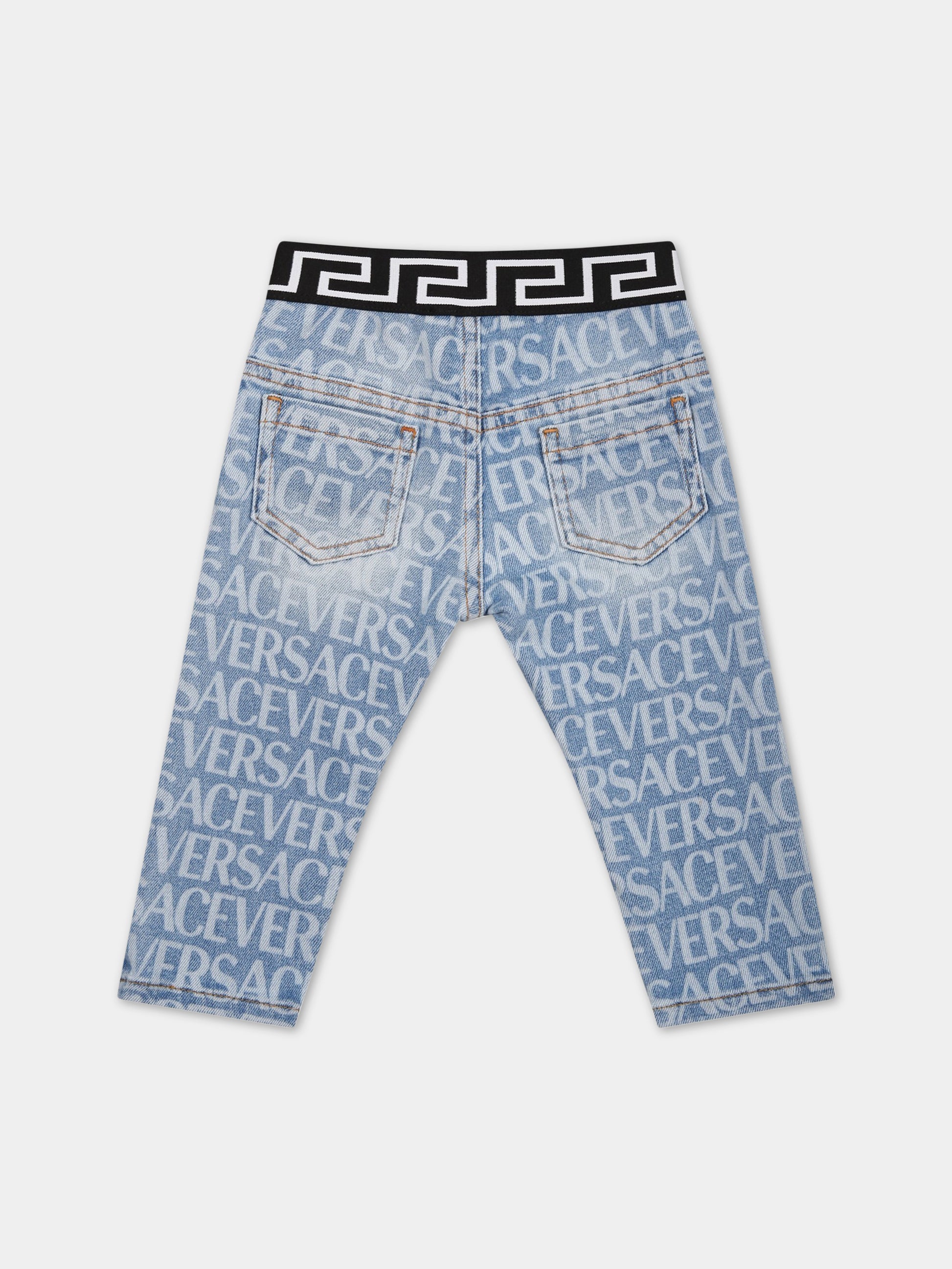 Jeans celesti per neonato con logo,Versace,1006755 1A06573 1D450