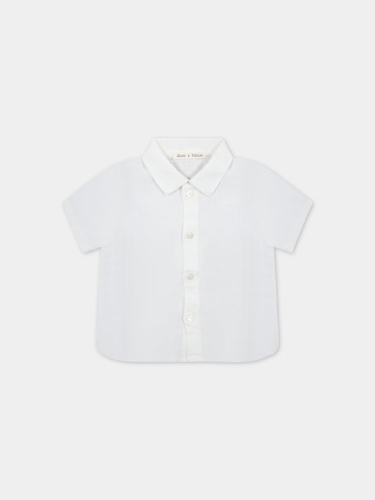 Camicia avorio per neonato in lino,Zhoe & Tobiah,LIN8 1