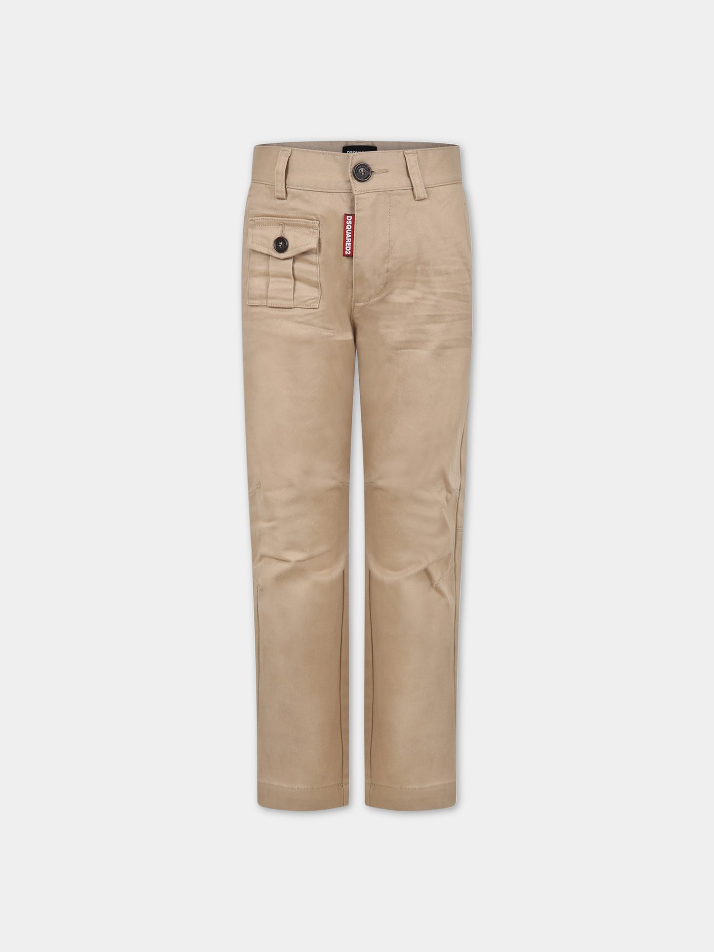 Pantaloni beige per bambino con logo,Dsquared2,DQ1505 D0093 DQ707