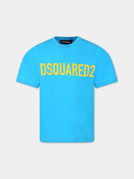 T-shirt azzurra per bambino con logo,Dsquared2,DQ1770 D0A4C DQ817