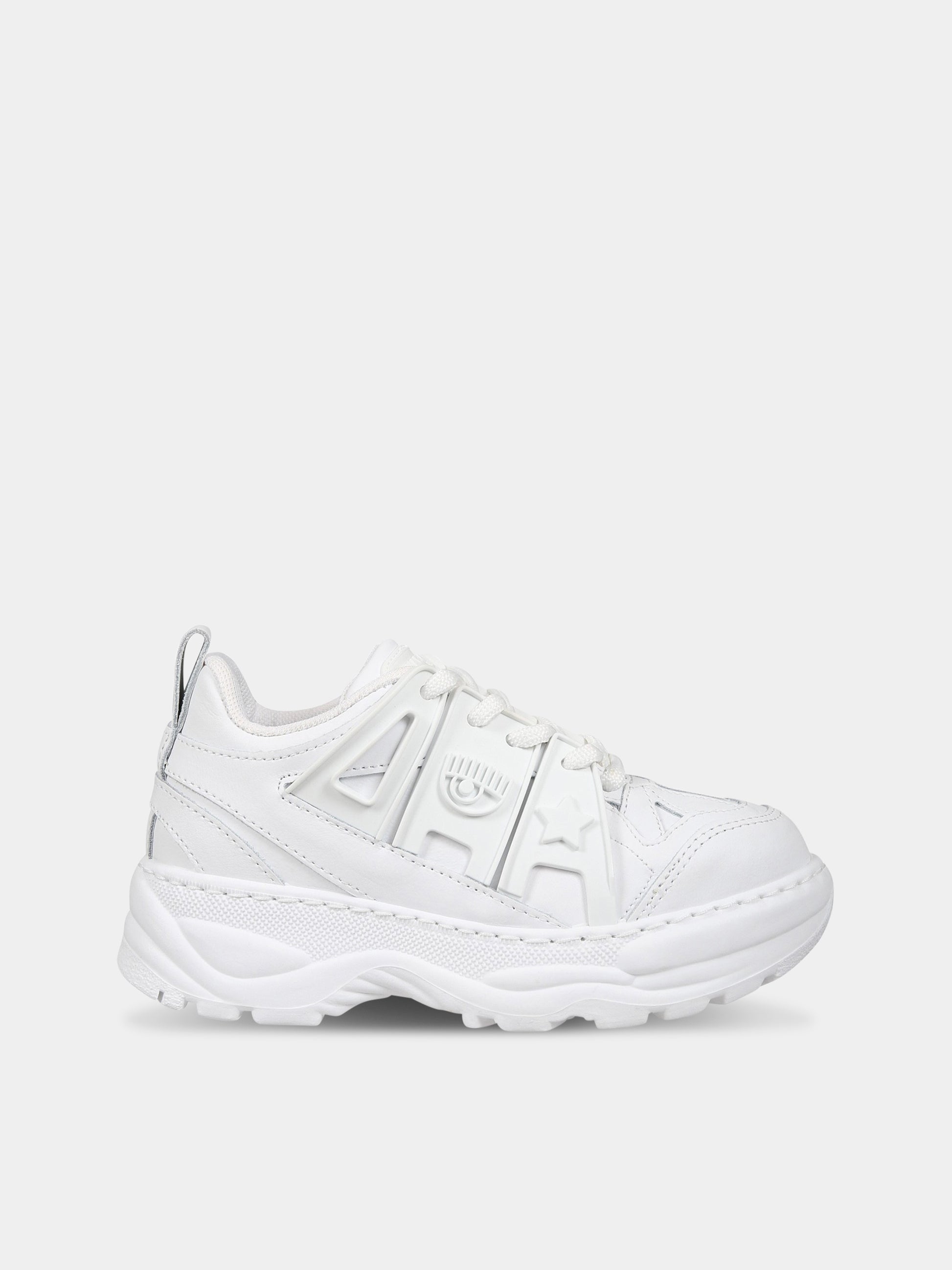 Sneakers bianco per bambina con iconici eyes flirting,Chiara Ferragni Collection,CFB150 009 S23 K