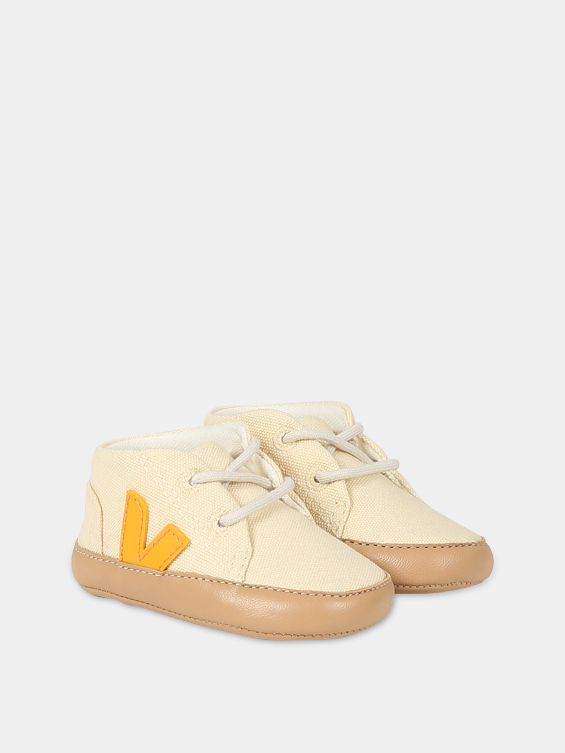 Sneakers avorio per neonati con logo,Veja X Bonpoint,BB0103239C