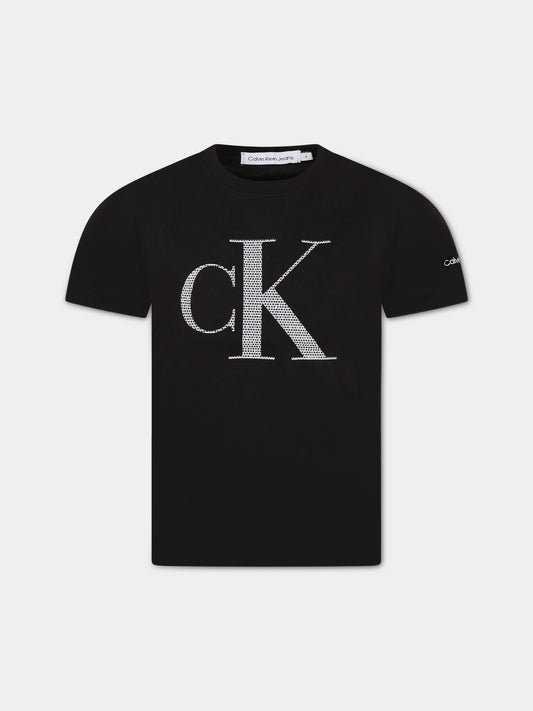 T-shirt nero per bambini con logo,Calvin Klein Kids,CKIB0IB01753 IB0IB01753 BEH
