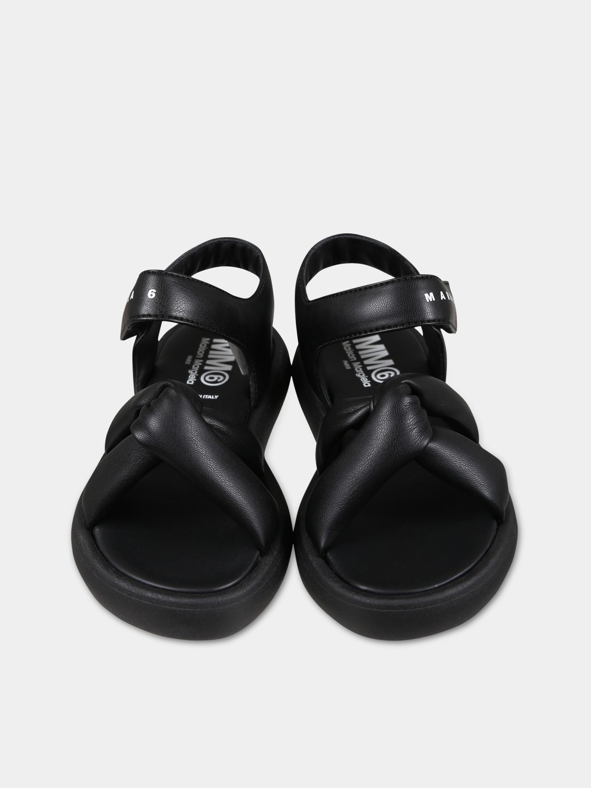 Sandali neri per bambina con logo,Mm6 Maison Margiela,73381 1