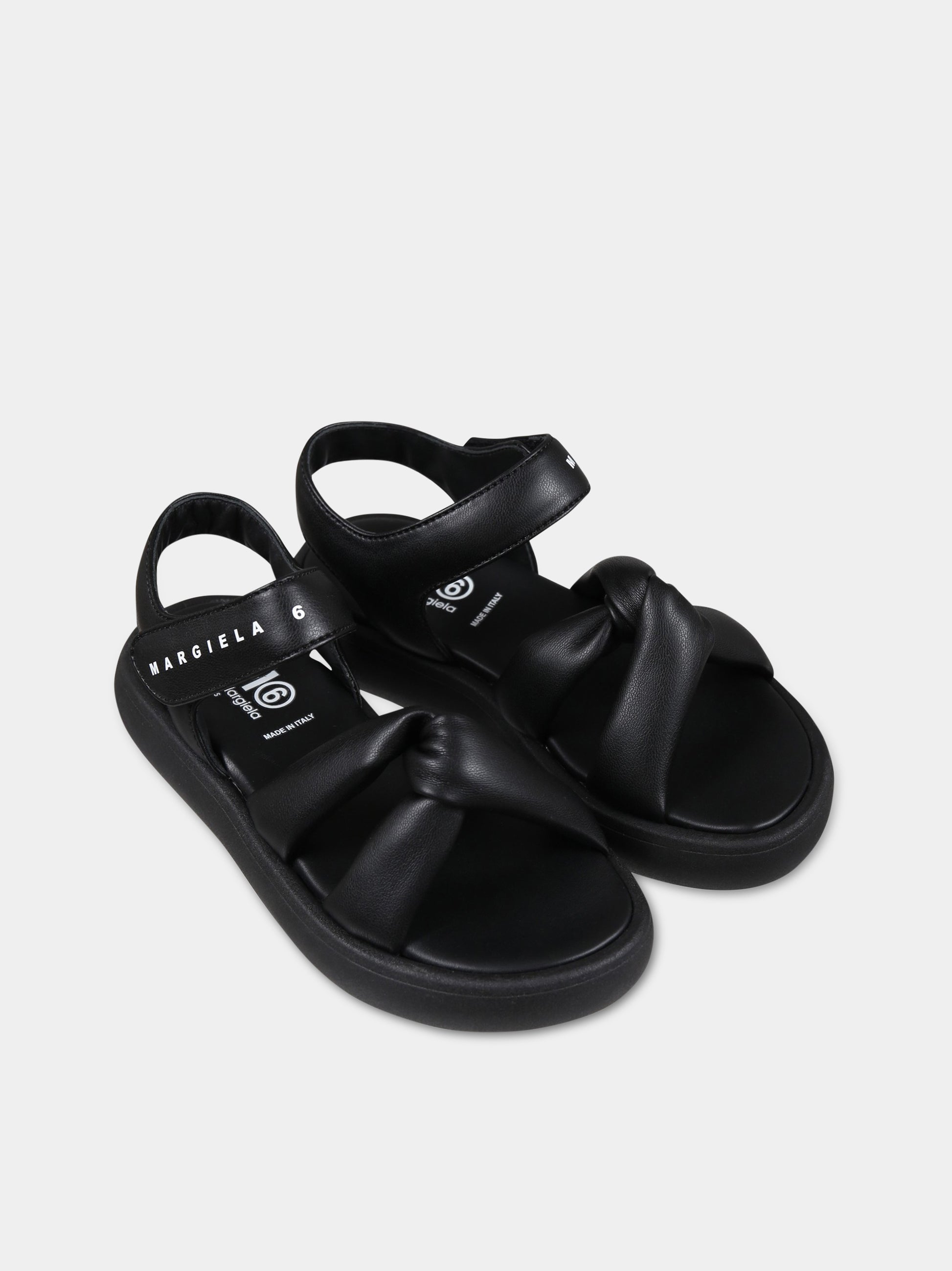 Sandali neri per bambina con logo,Mm6 Maison Margiela,73381 1