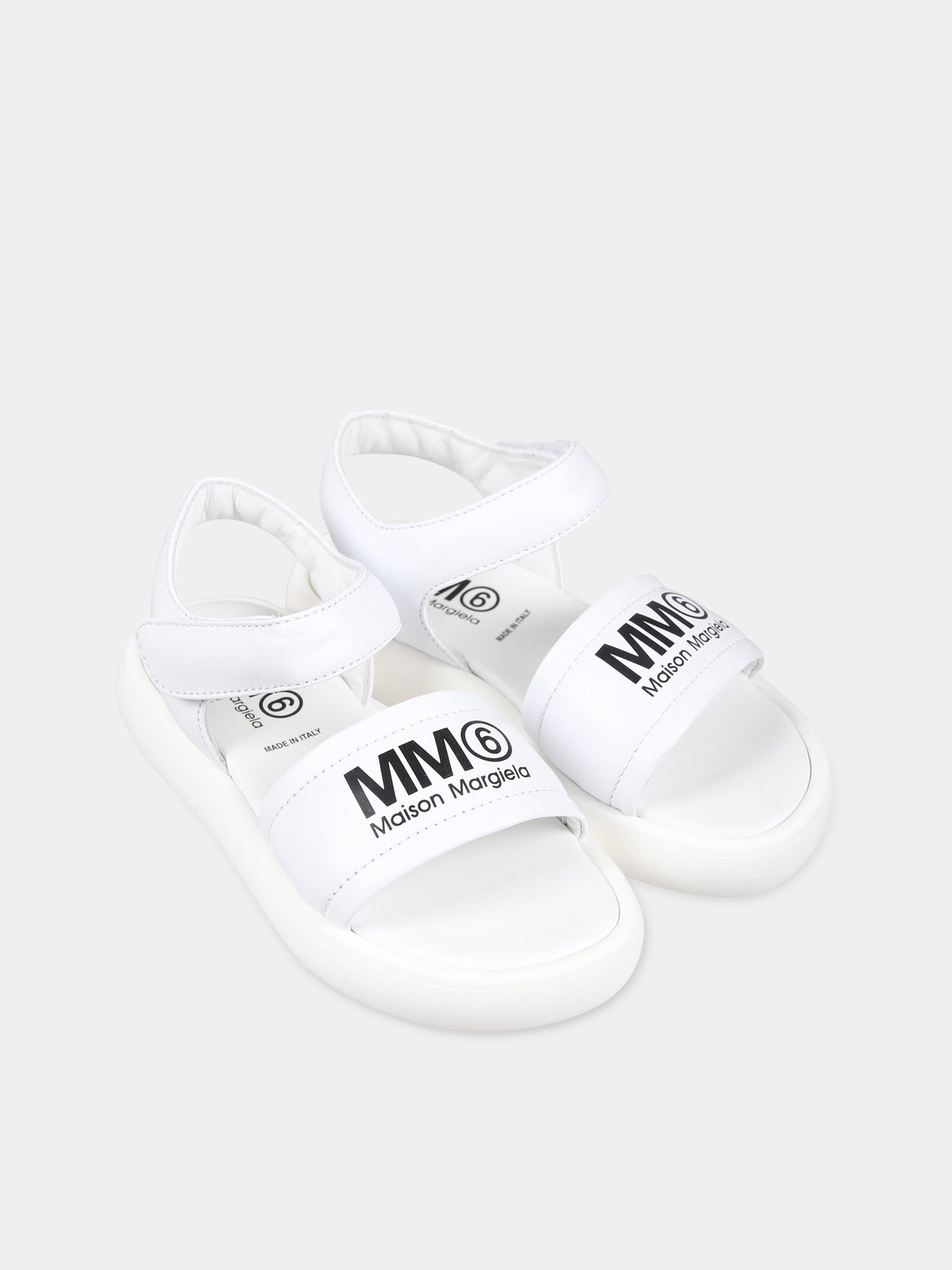 Sandali bianchi per bambina con logo,Mm6 Maison Margiela,73380 1