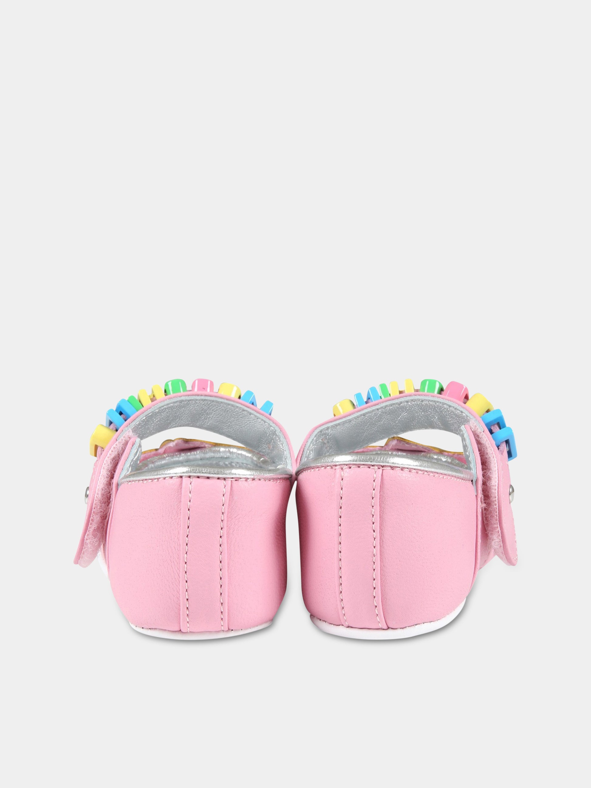 Ballerine rosa per neonata con logo e stella,Moschino Kids,74263 2