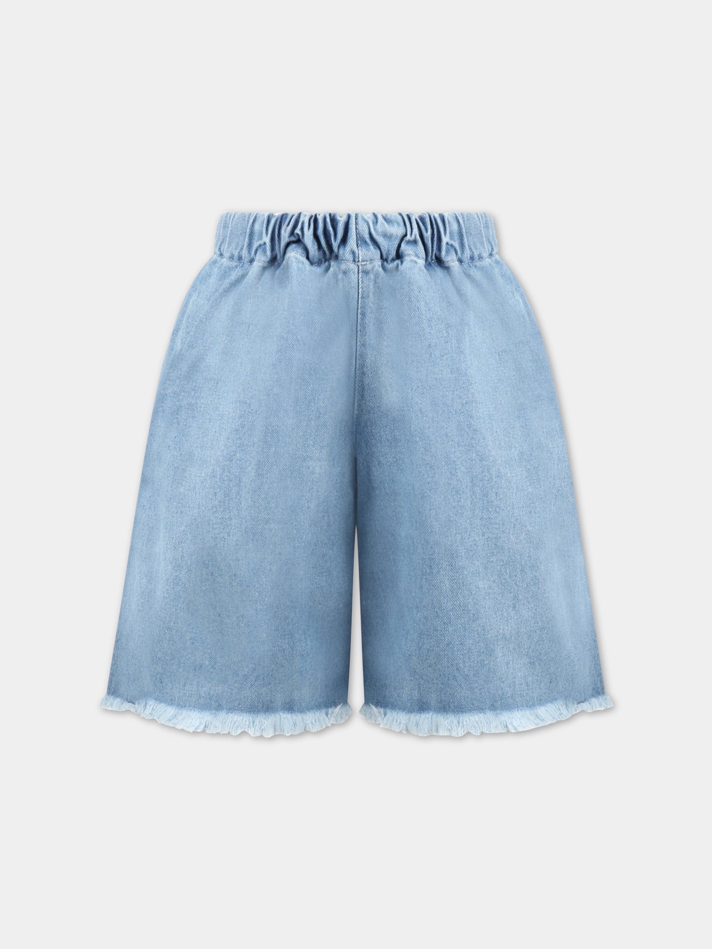 Shorts celesti per bambina con patch logato,Marques Almeida,SS23CORETR0171DNM BABY BLUE