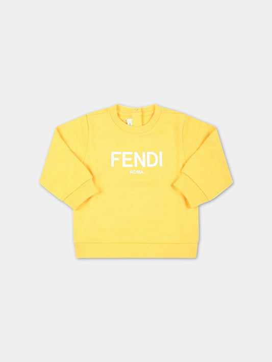 Felpa gialla per neonati con logo bianco,Fendi Kids,BUH054 5V0 F08HW